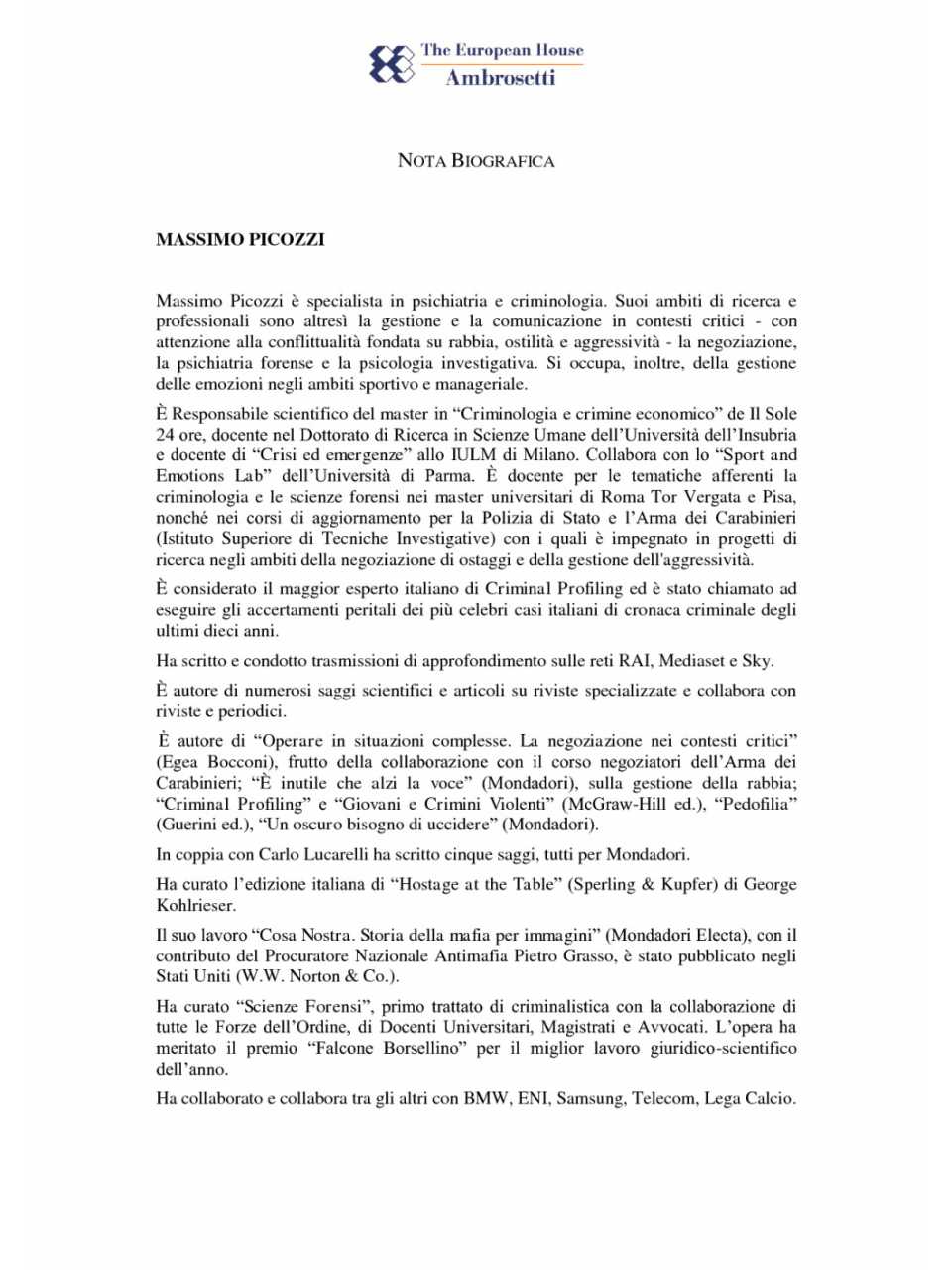 Nota biografica - Massimo Picozzi