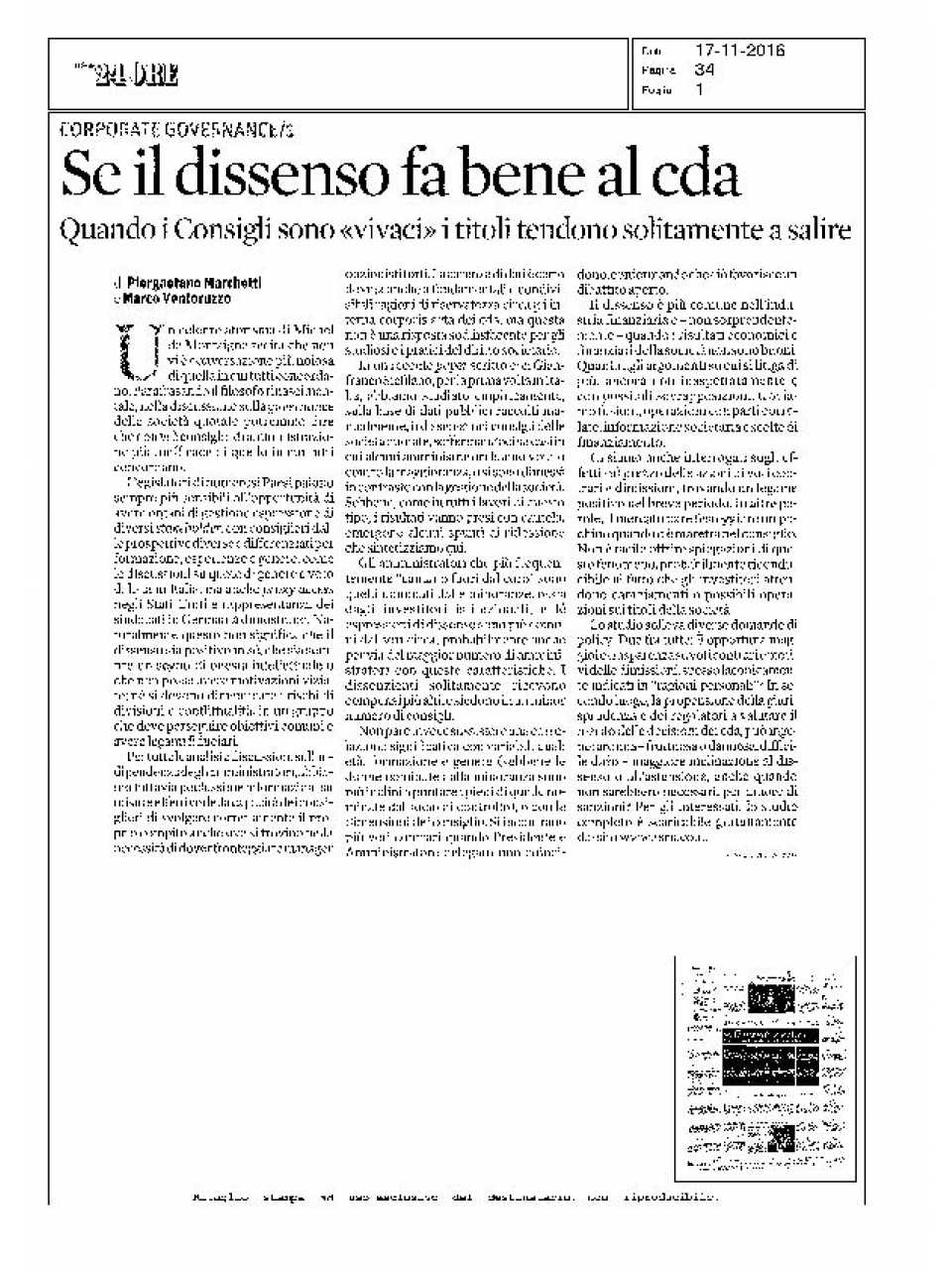 Se il dissenso fa bene al CdA