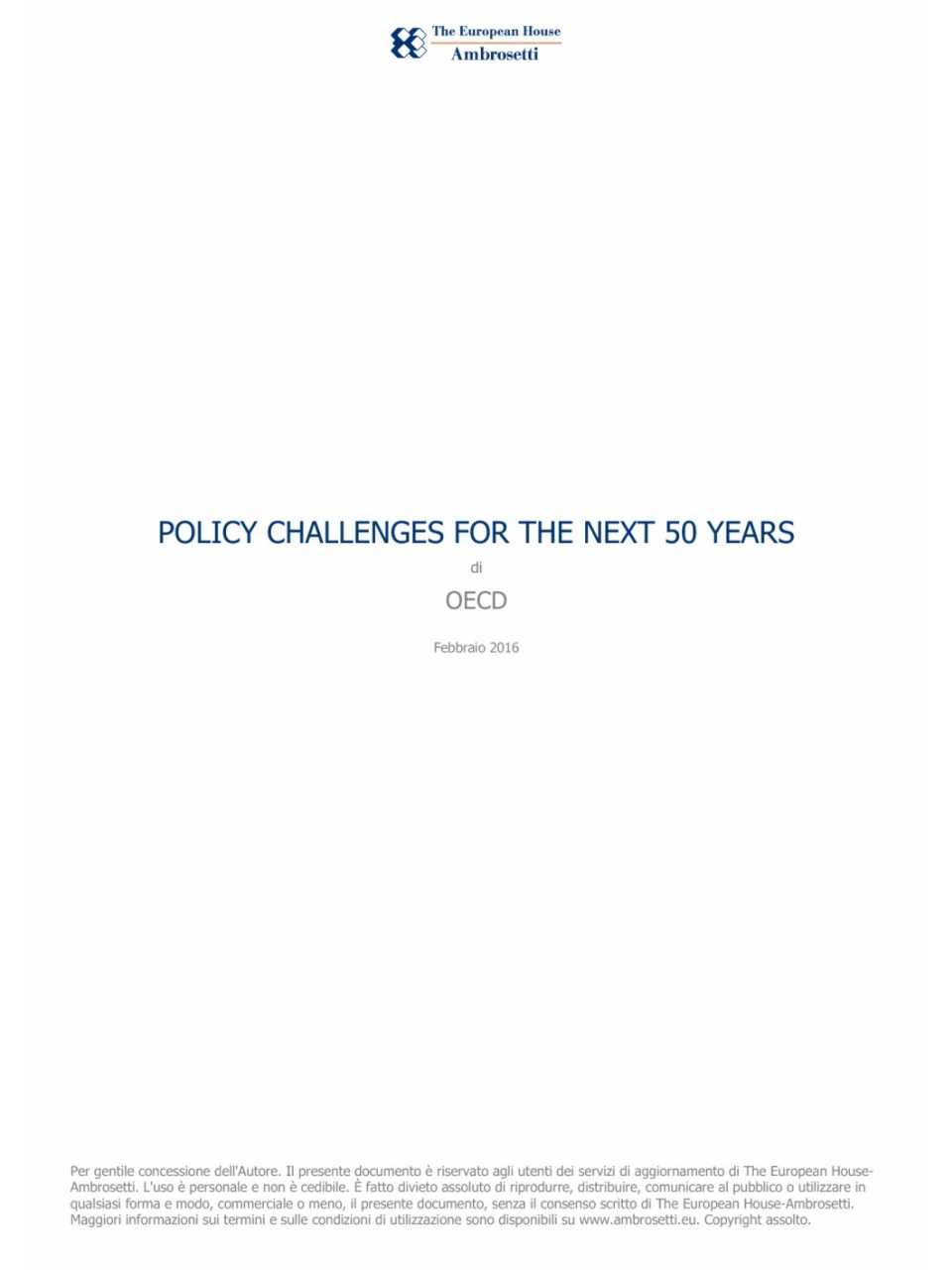 Policy challenges for the next 50 years