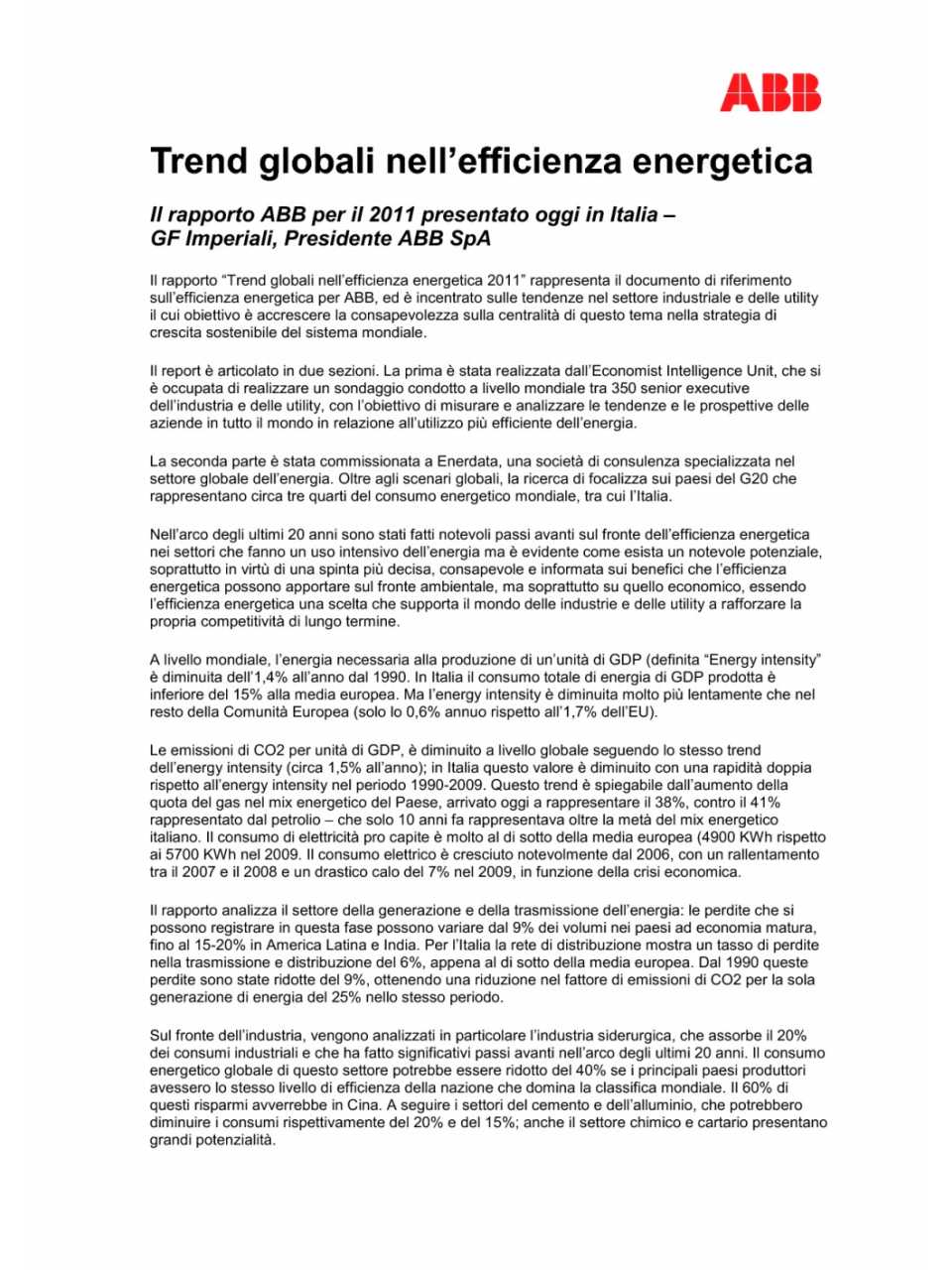 Efficienza energetica e opportunità per le imprese