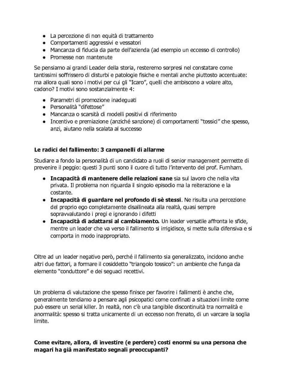 AGGIORNAMENTO PERMANENTEIN PRESENZA
Perchè i manager falliscono (e cosa fare per evitarlo)