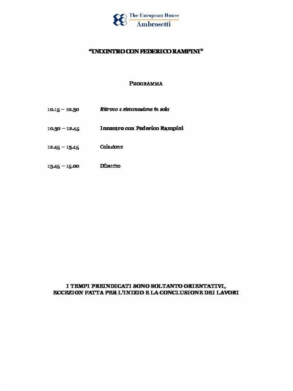 Programma - Federico Rampini
