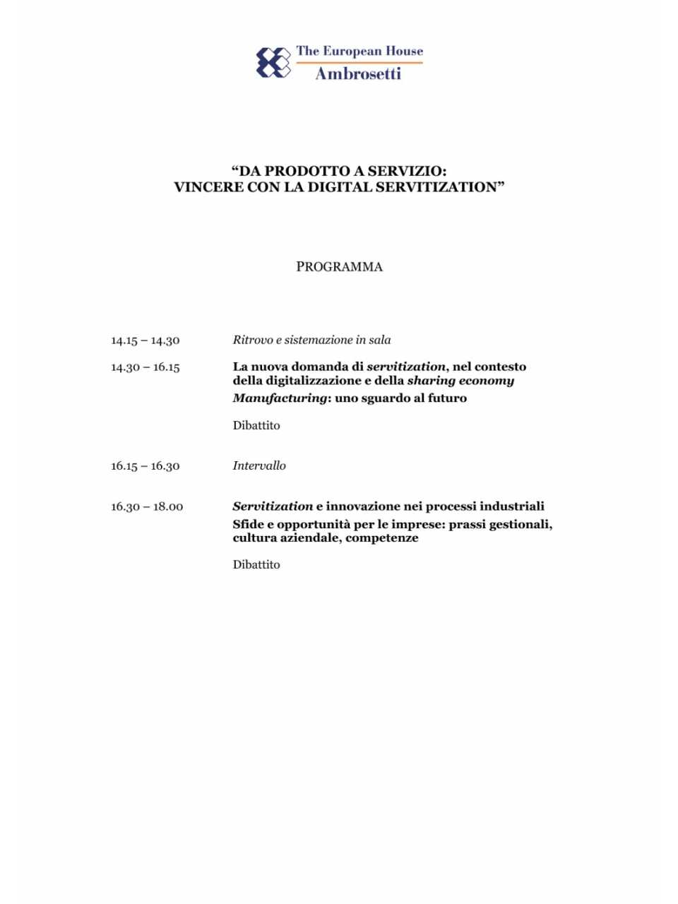 Programma - Carlo Alberto Carnevale Maffè