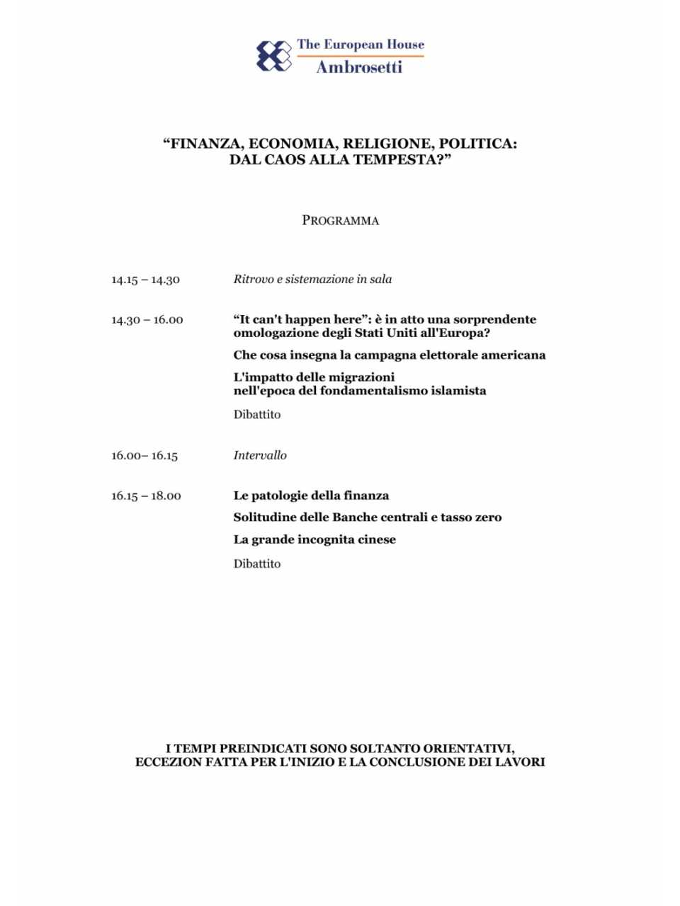 Programma - Federico Rampini