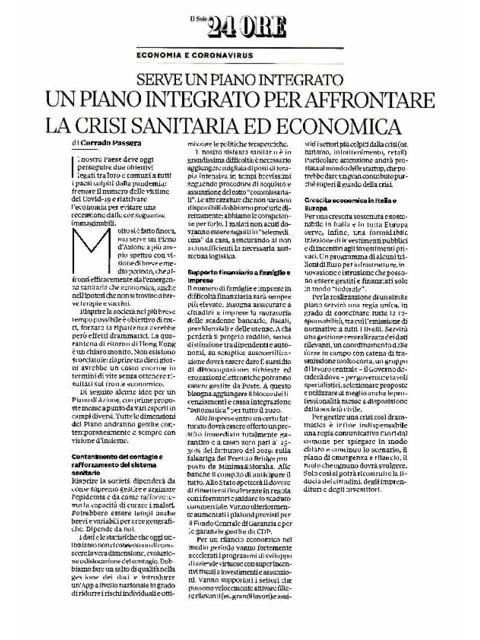 AGGIORNAMENTO PERMANENTEVIA WEBReopenItaly: un piano integrato per superare l’emergenza e rimettere in moto l’Italia