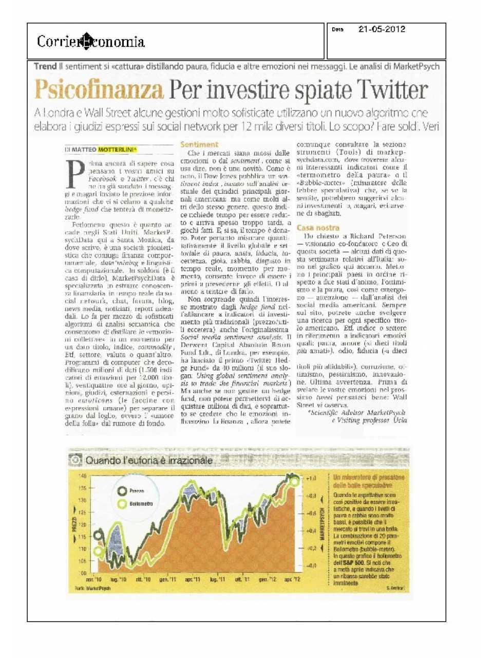 Psicofinanza: per investire spiate Twitter