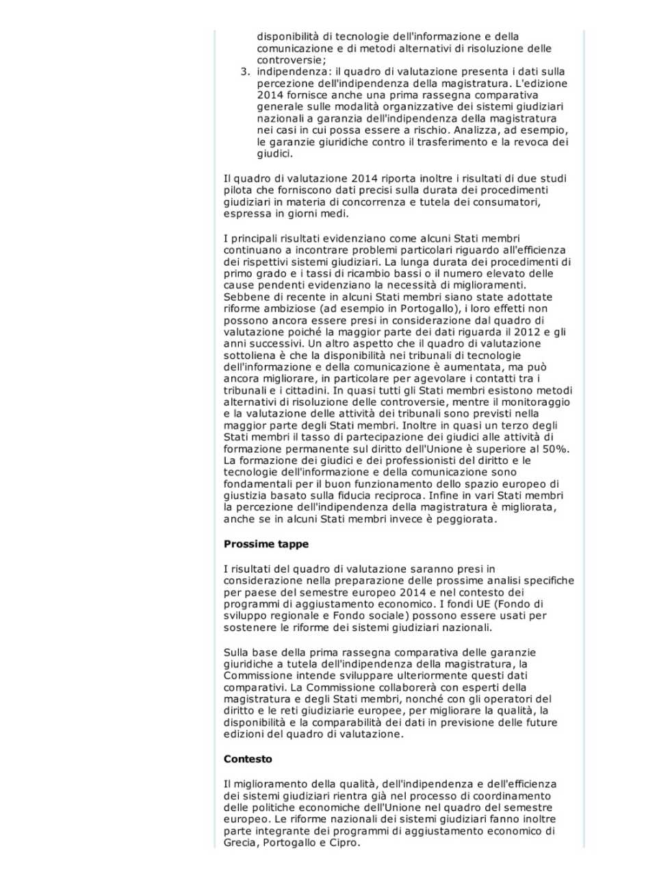 Quadro di valutazione UE della giustizia 2014: verso sistemi giudiziari più efficienti nell'Unione
