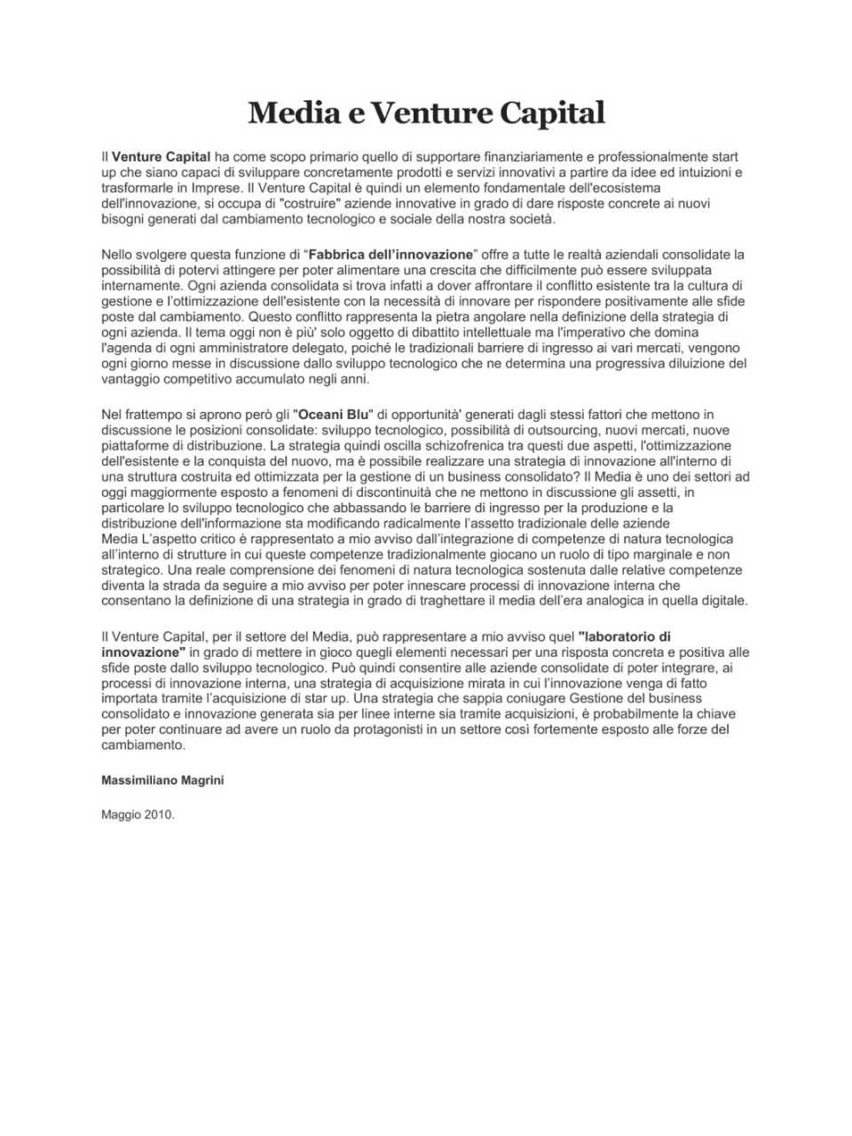 Media e Venture Capital