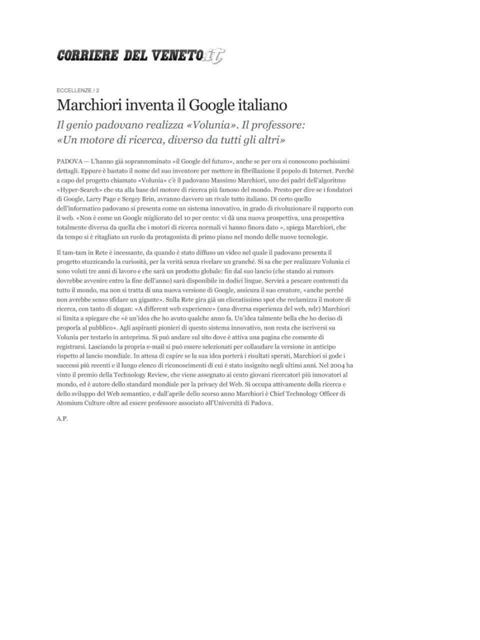 Marchiori inventa il Google italiano