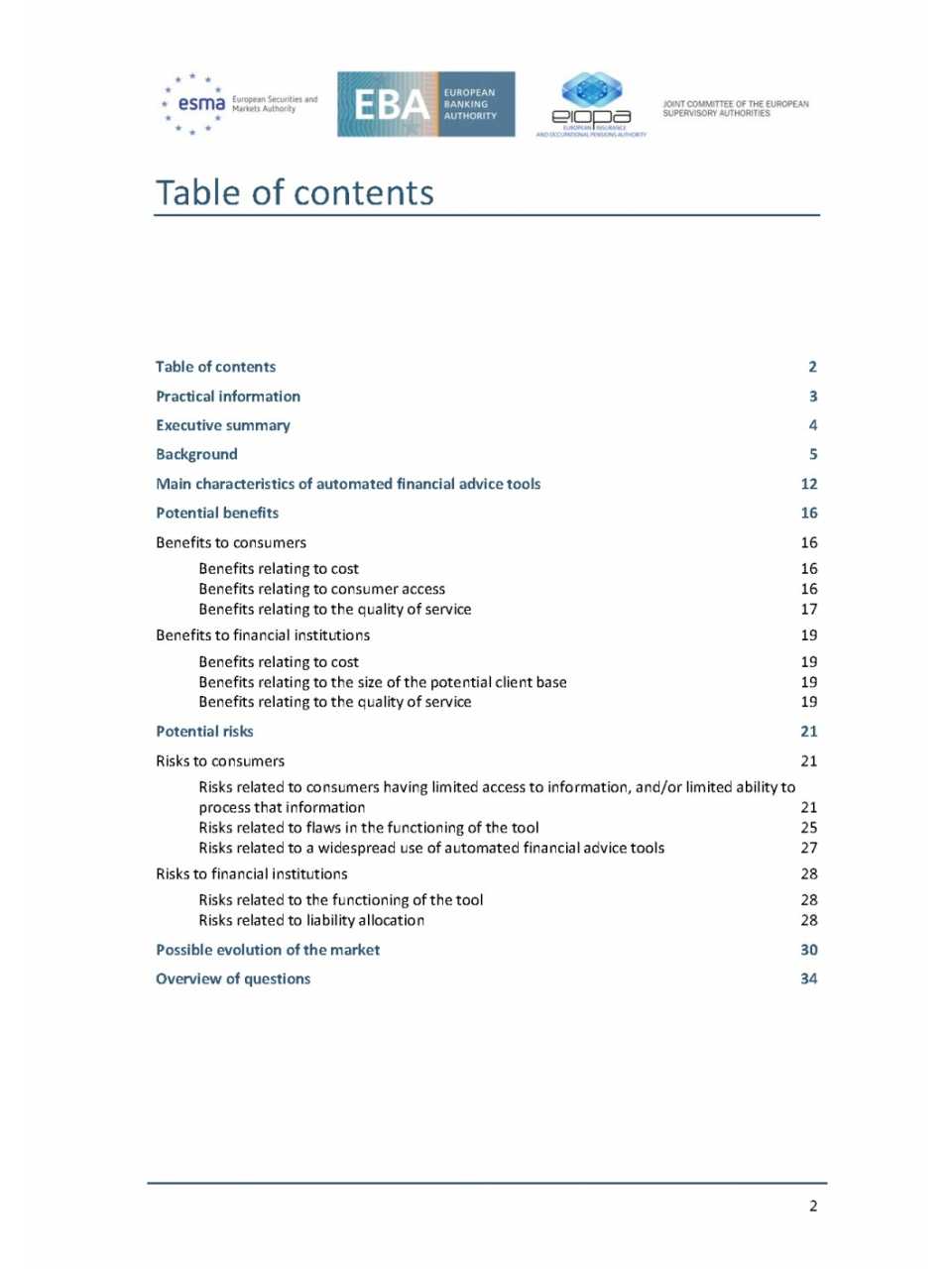 Joint Committee Discussion Paper