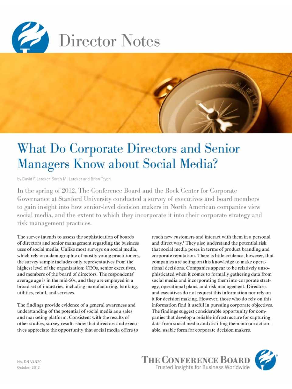 What do corporate directors and senior managers know about social media?