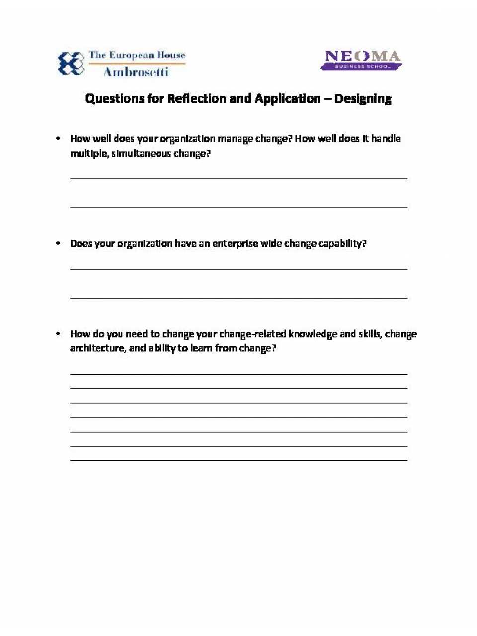 Questions for Reflection and Application