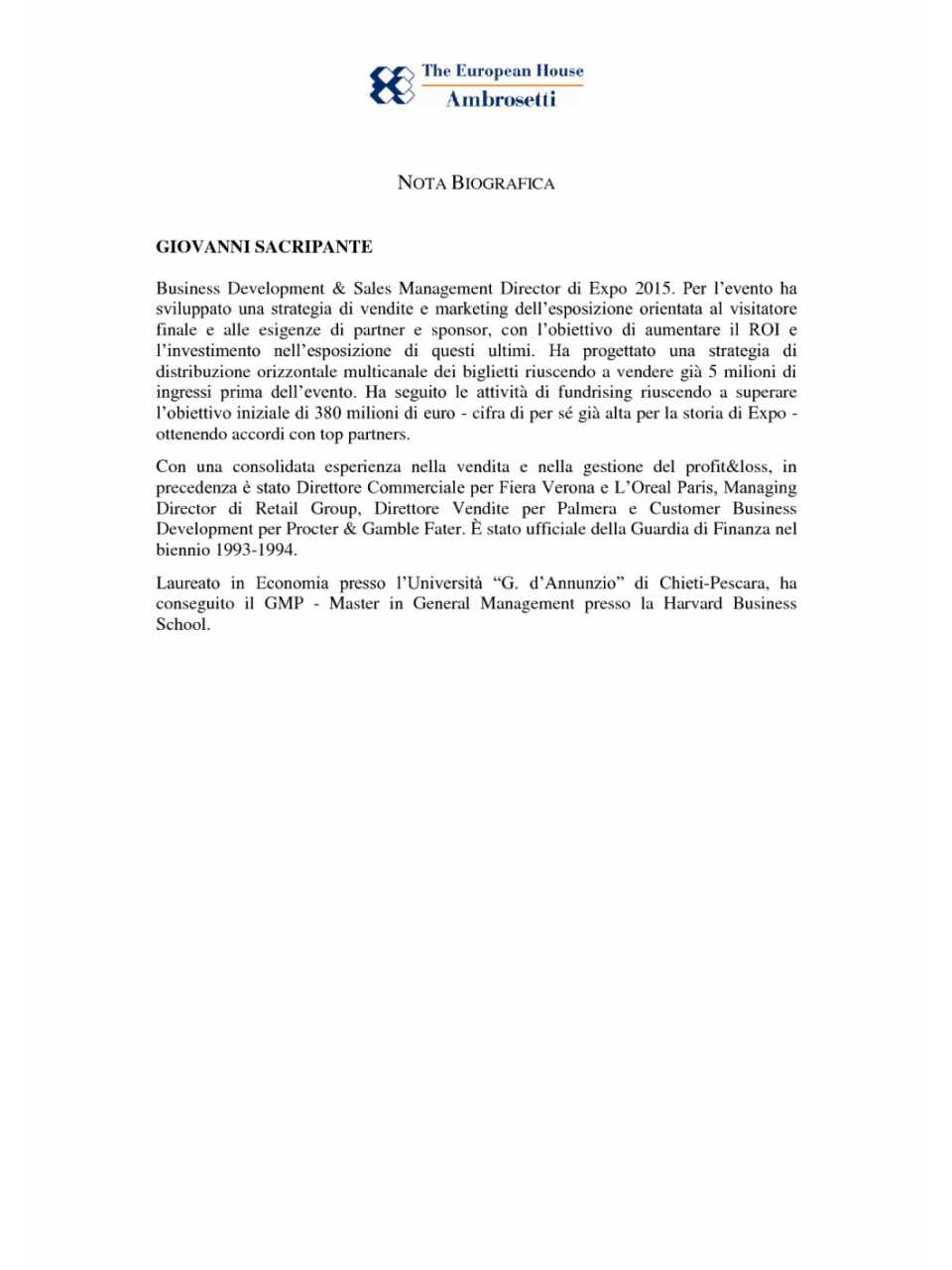 Nota biografica - Giovanni Sacripante