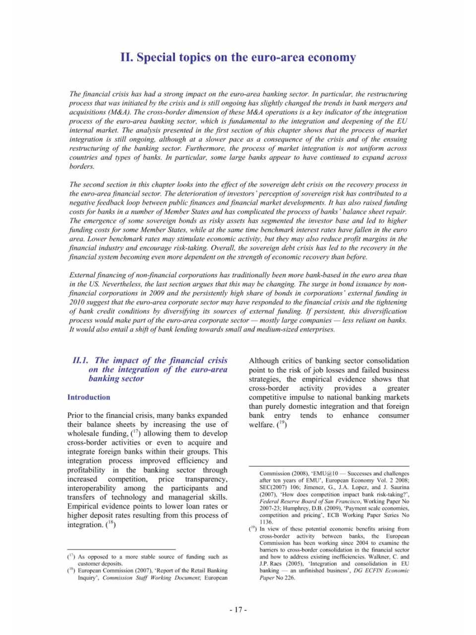 Special topics on the Euro-area economy