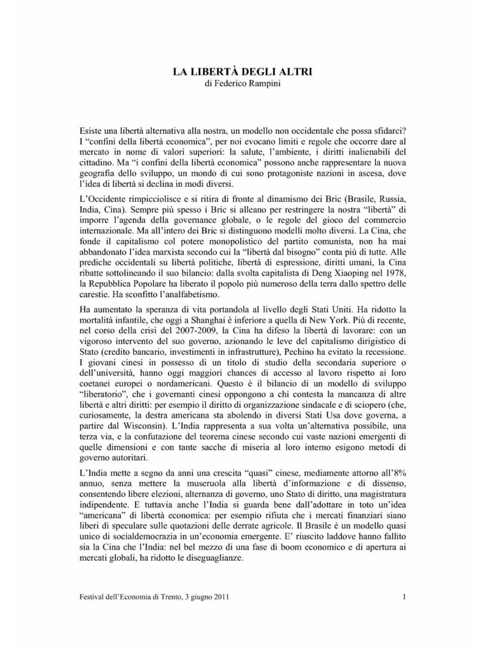La libertà degli altri