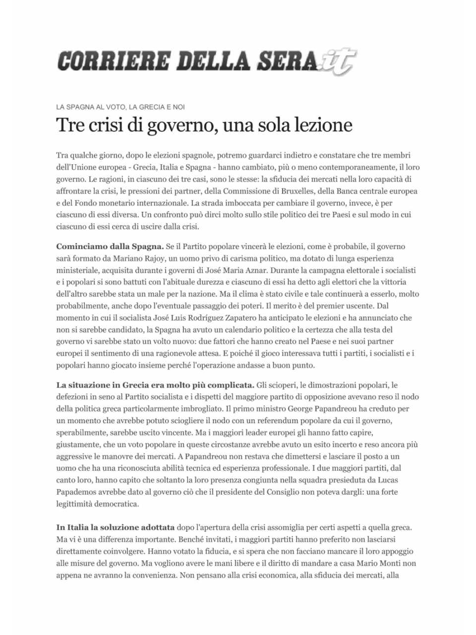 Tre crisi di Governo una sola lezione