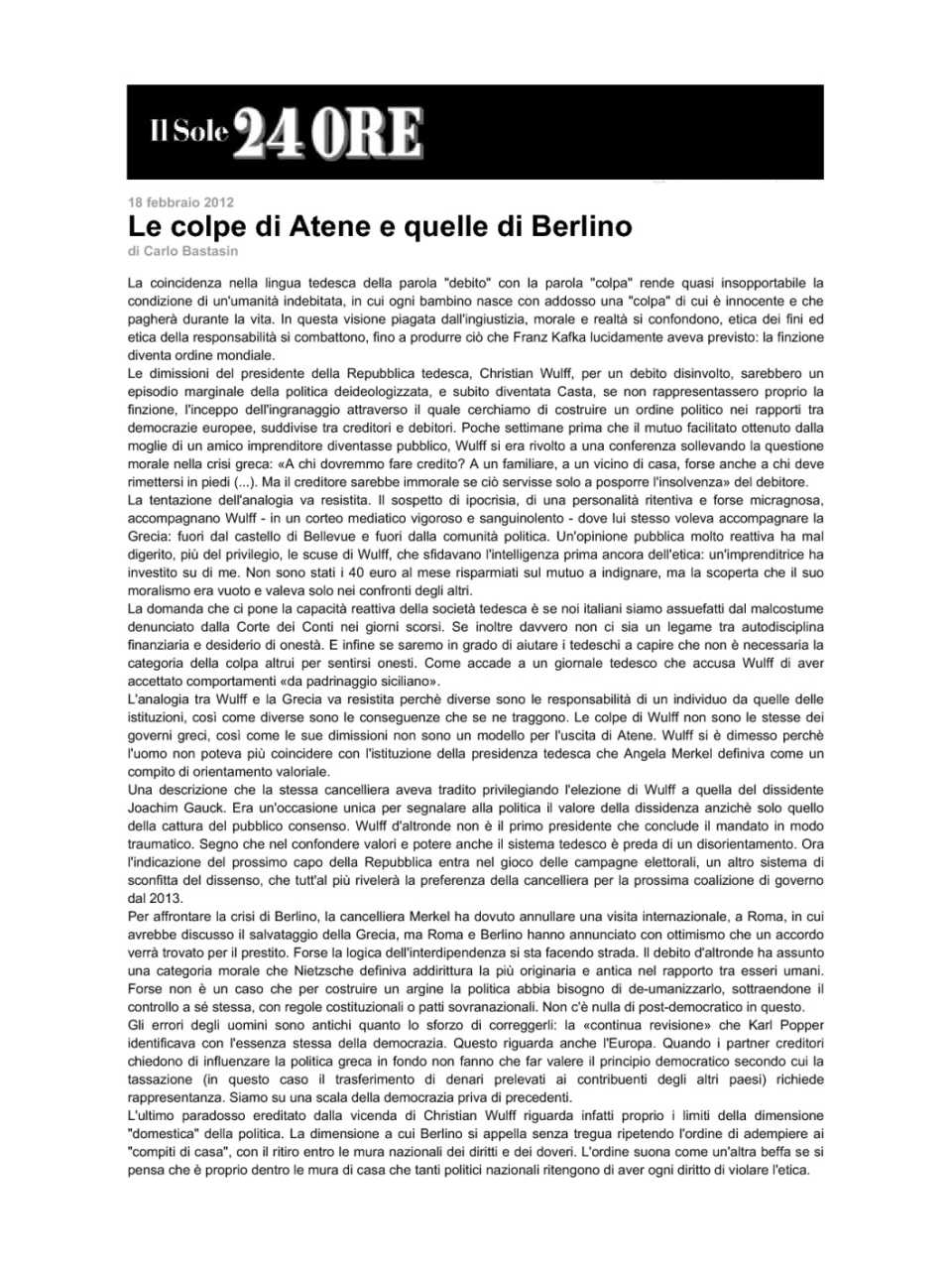 Le colpe di Atene e quelle di Berlino