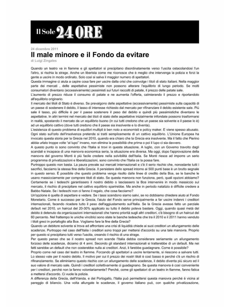 Il male minore e il Fondo da evitare