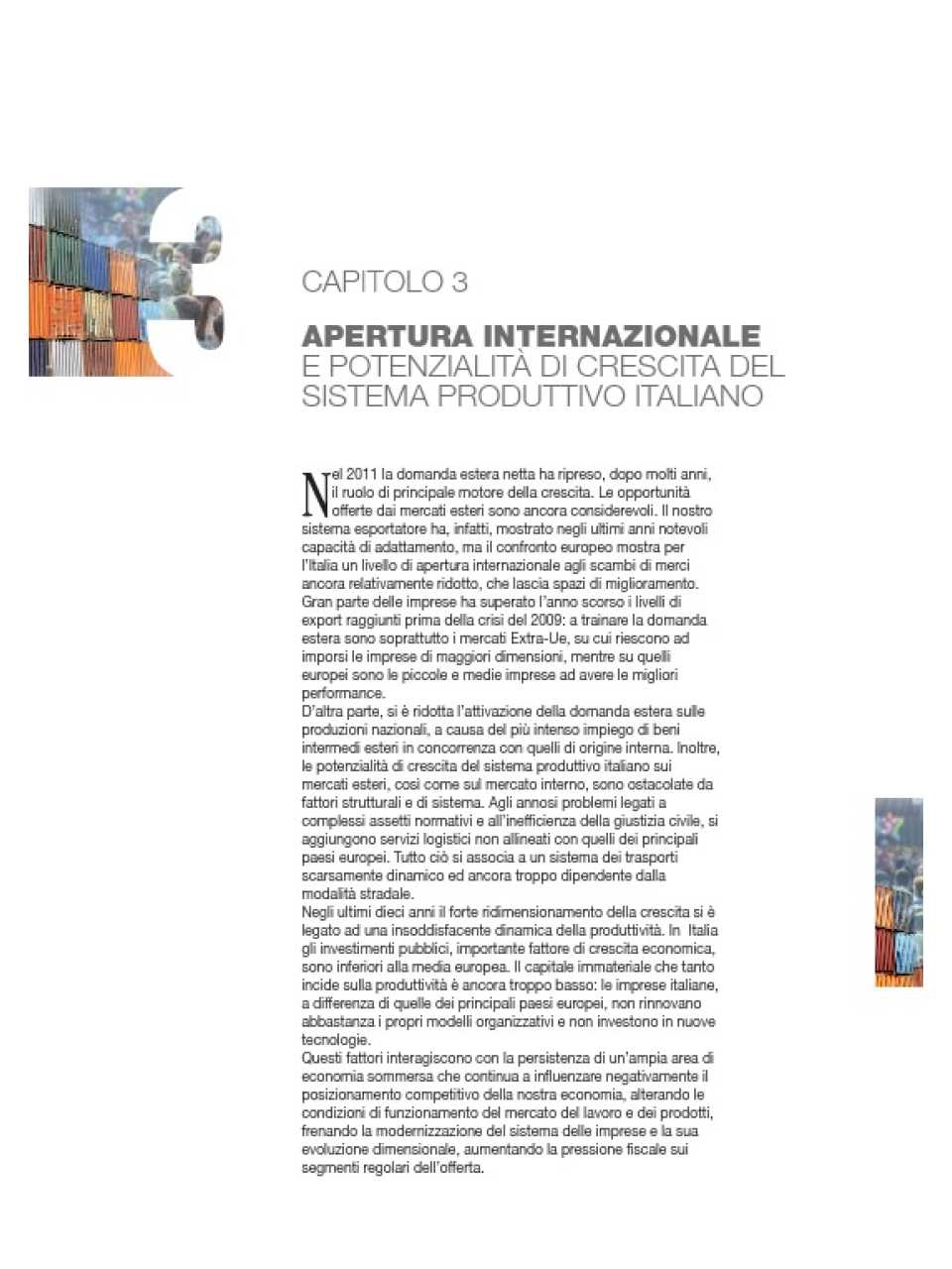 Apertura internazionale e potenzialità di crescita del sistema produttivo italiano