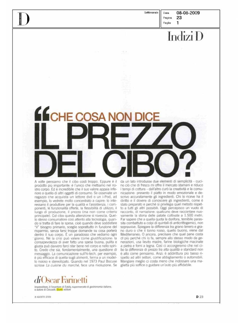 Che cosa non dice il prezzo del cibo?