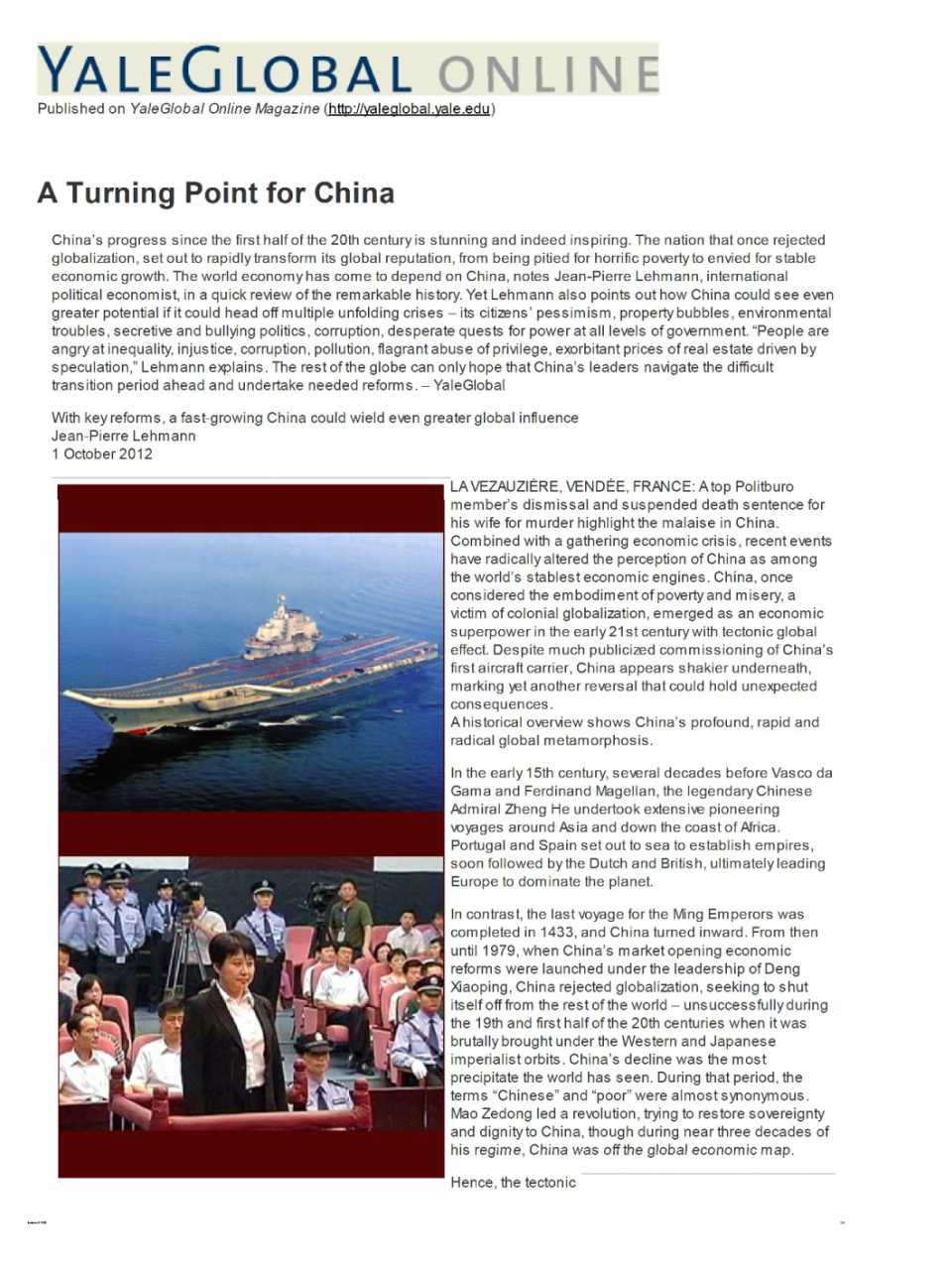 A turning point for China