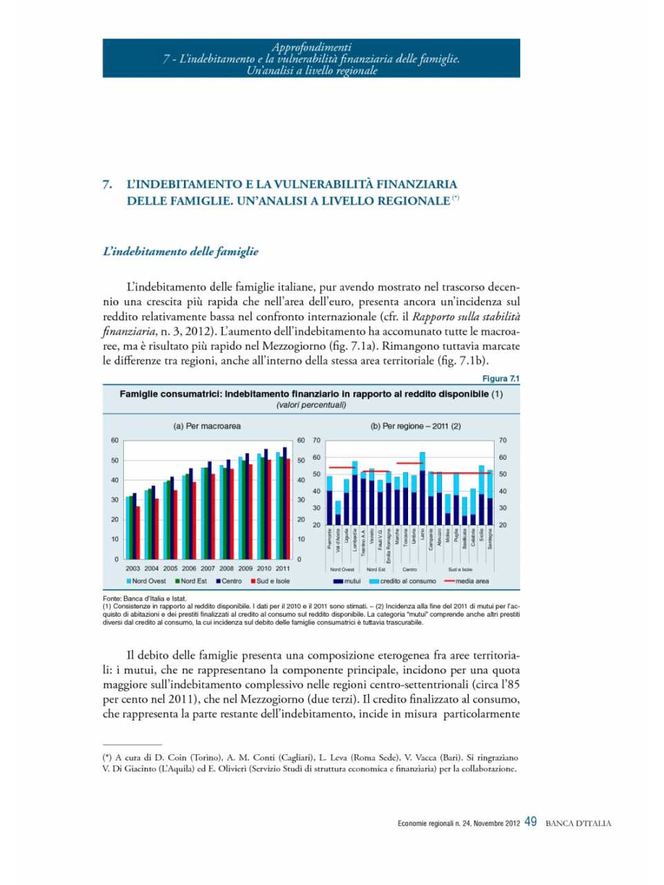L'indebitamento e la vulnerabilità finanziaria delle famiglie. Un'analisi a livello regionale