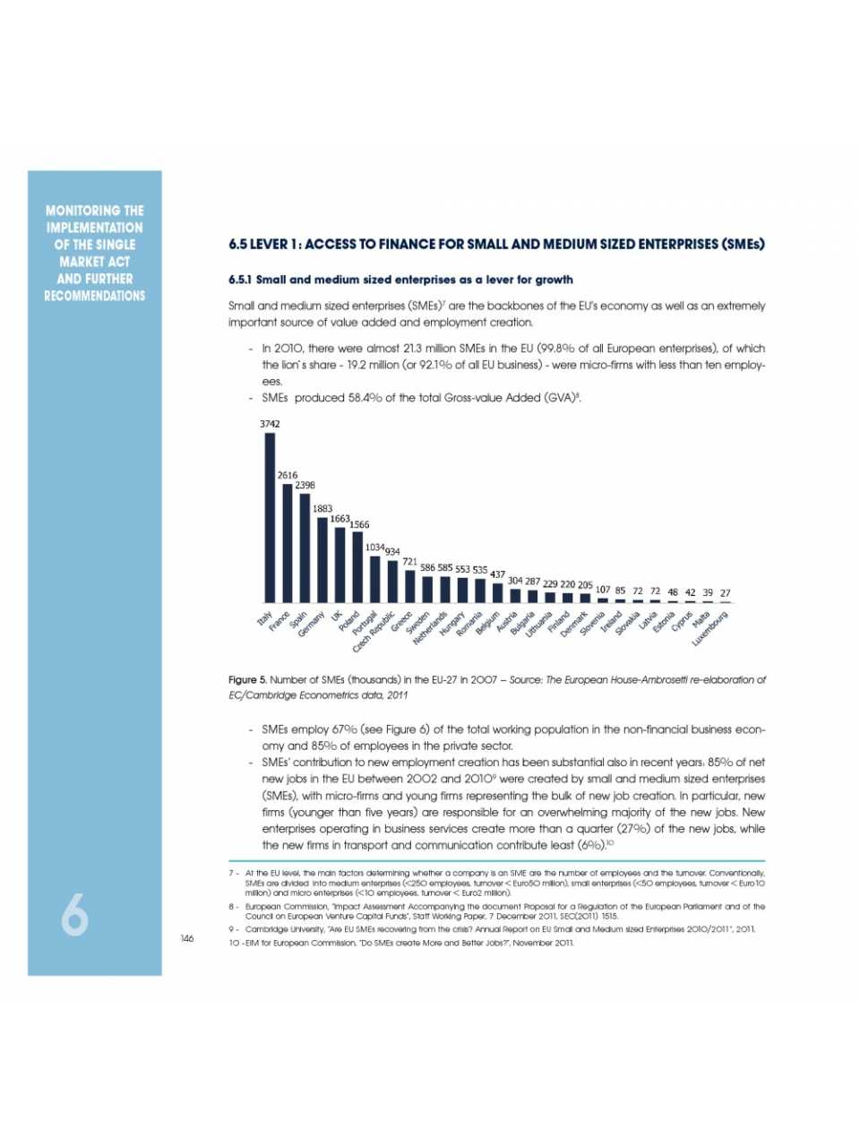 The Observatory on Europe's assessment of the implementation of the single market act and its recommendations to further enhance the internal market
