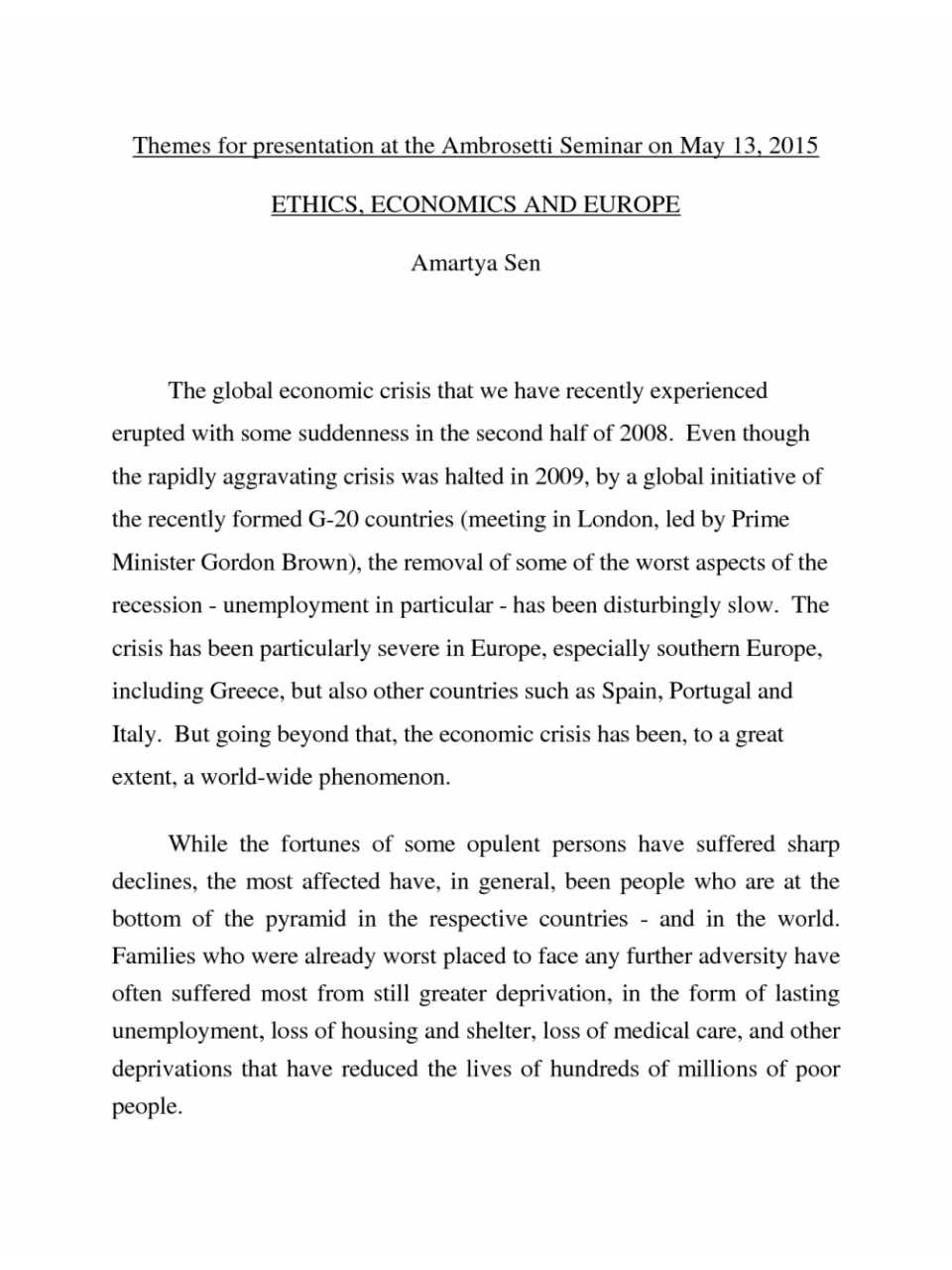 Ethics, economics and Europe