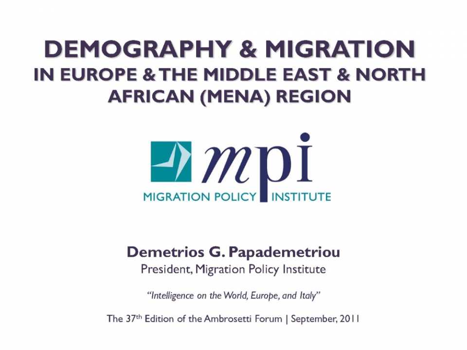 Demography and migration in Europe and Middle East and North African (MENA) Region