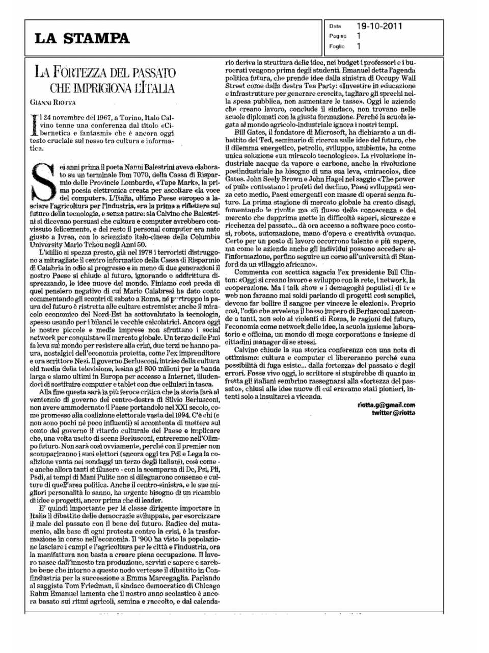 La fortezza del passato che imprigiona l'Italia