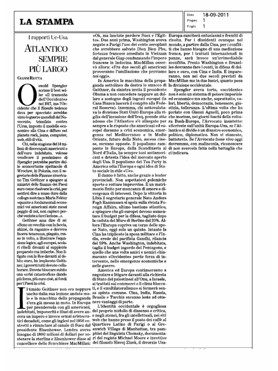 Atlantico sempre più largo