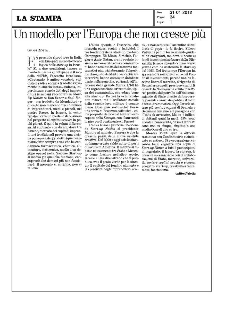 Un modello per l'Europa che non cresce più