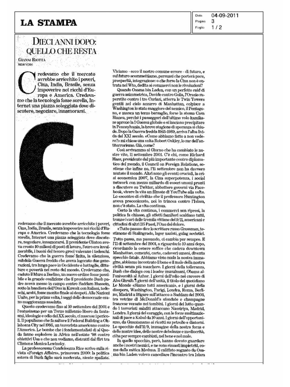 Dieci anni dopo: quello che resta