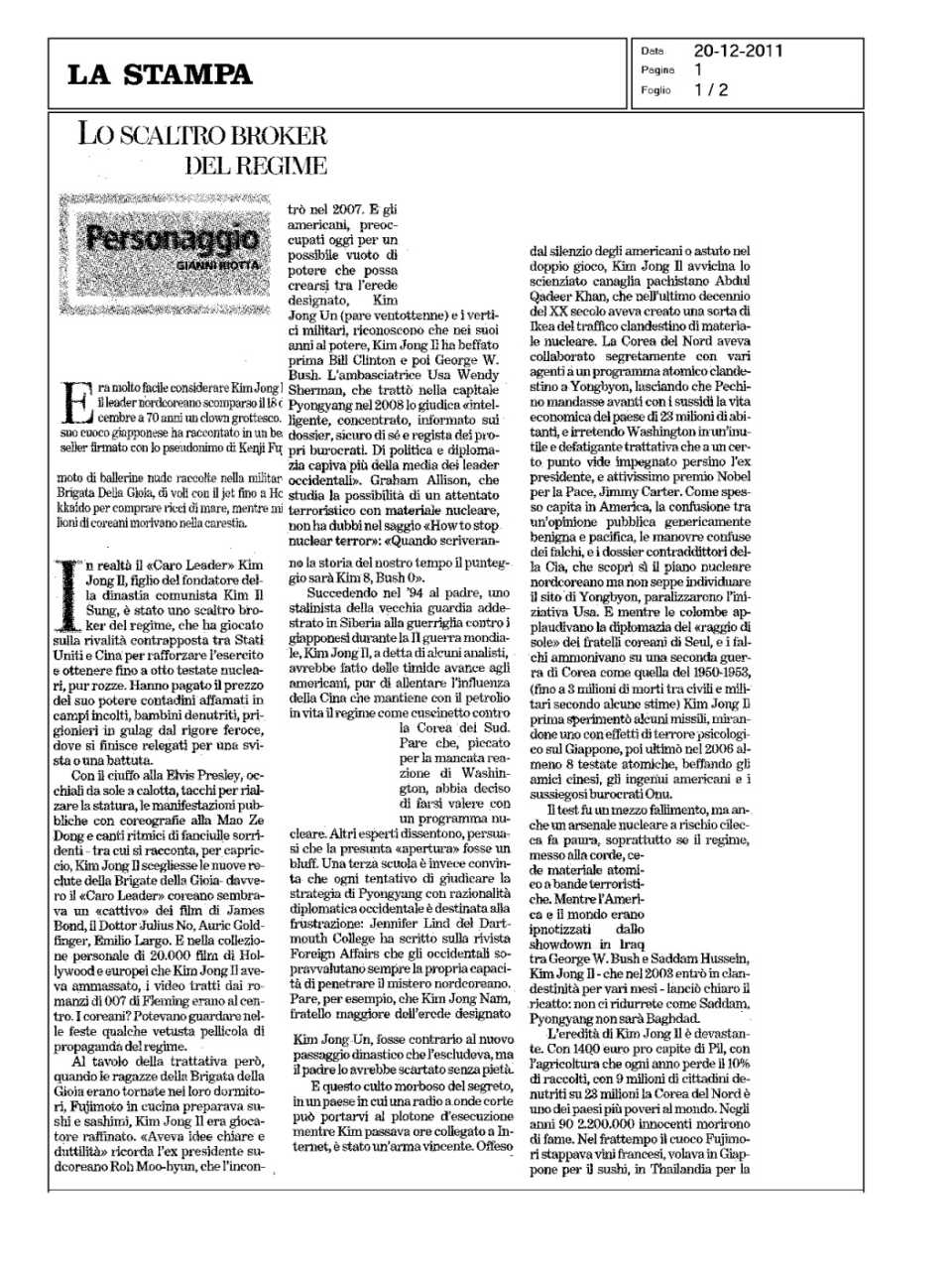 Lo scaltro broker del regime