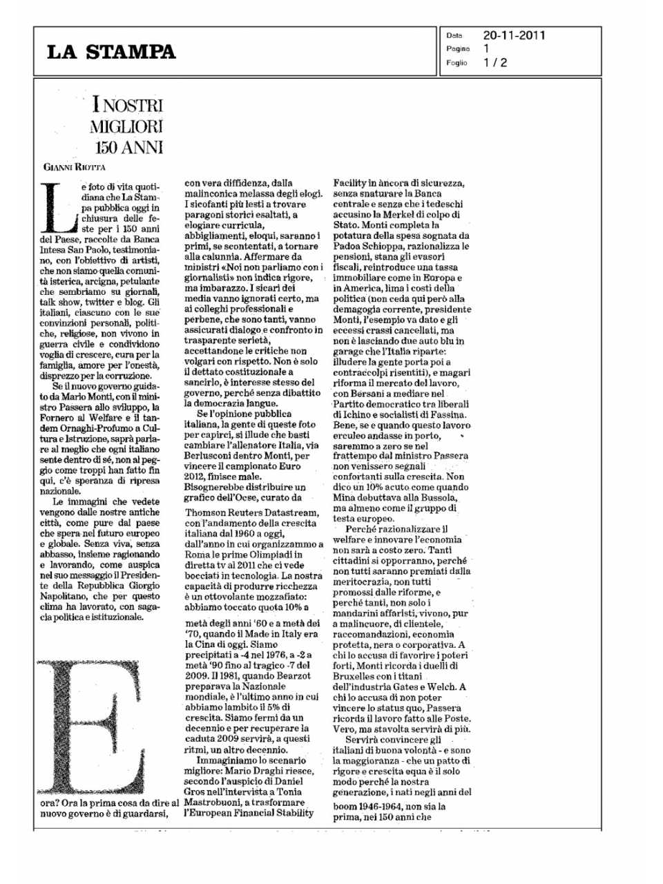 I nostri migliori 150 anni