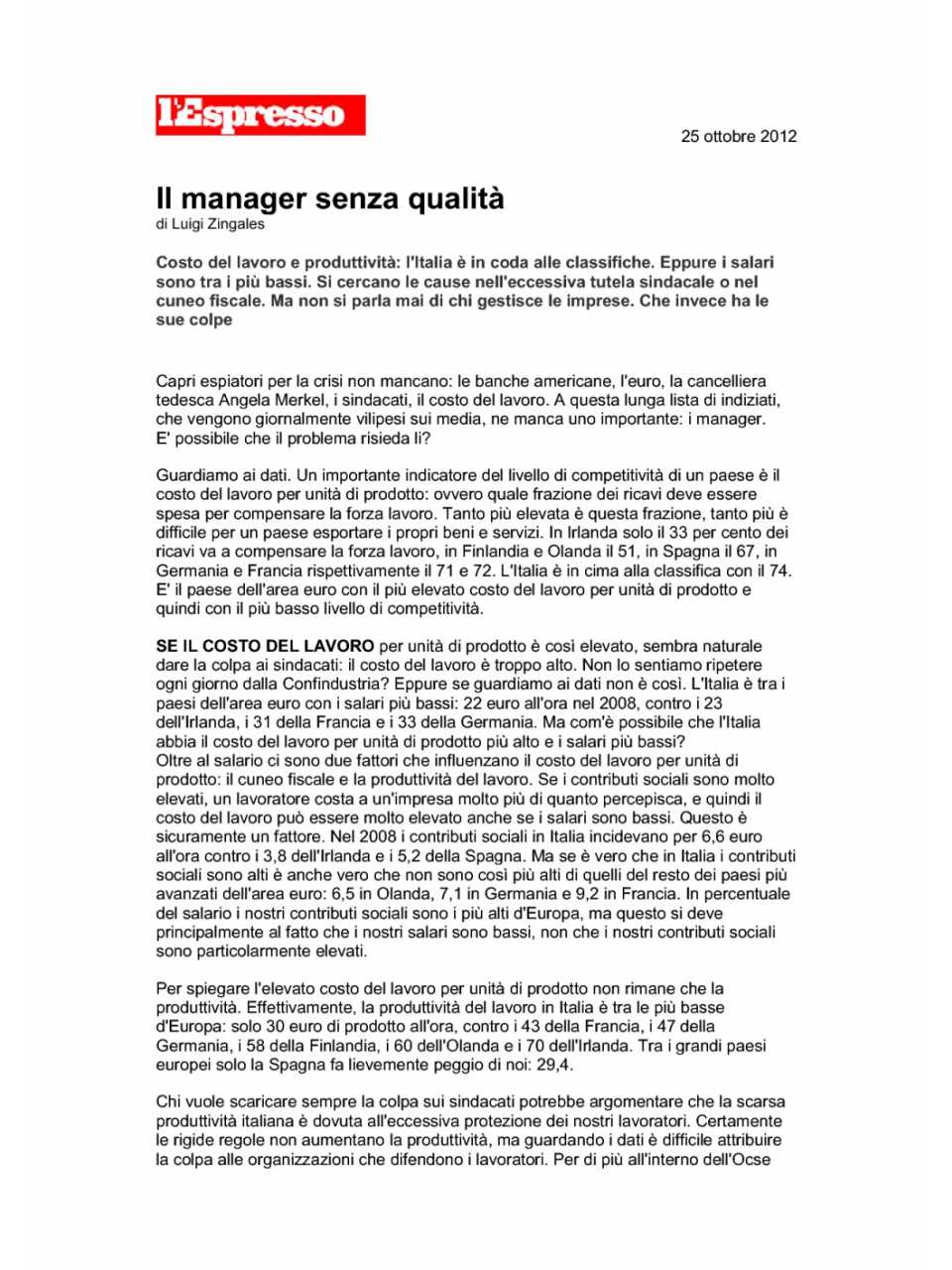 Il manager senza qualità
