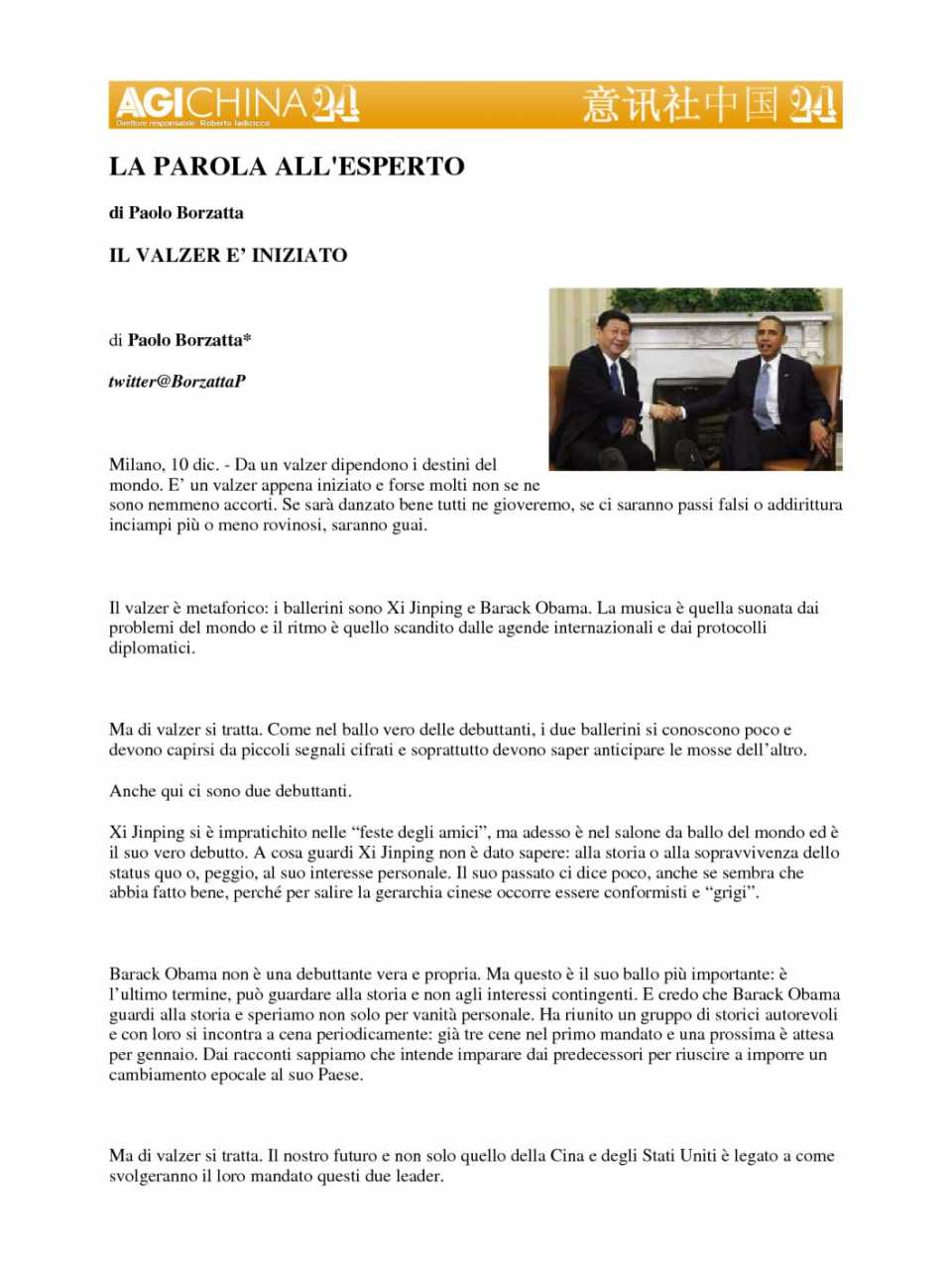 La parola all'esperto - Editoriali sulla China