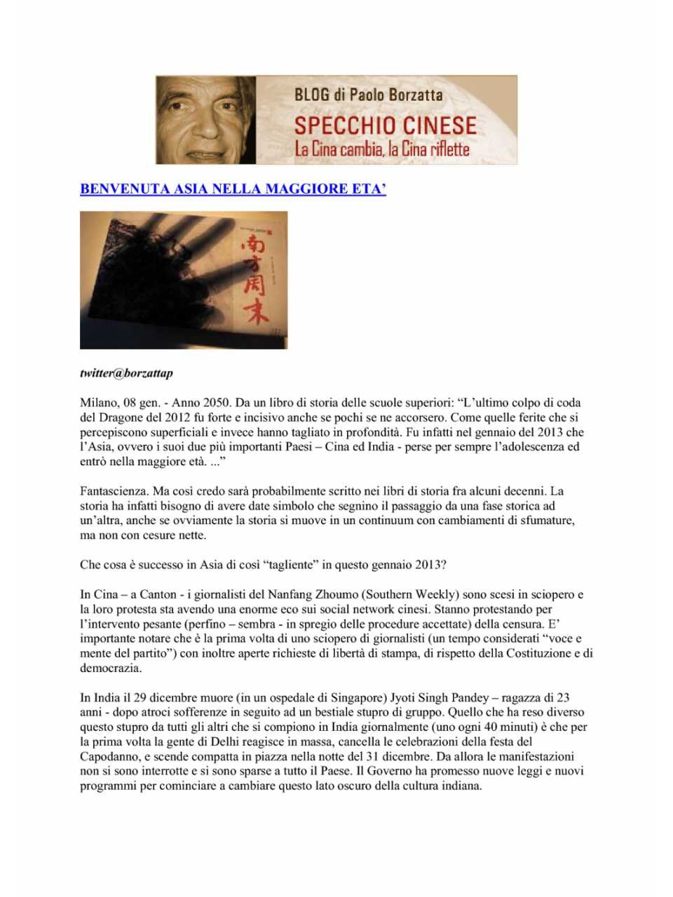 Specchio cinese. La Cina cambia. La Cina riflette.
