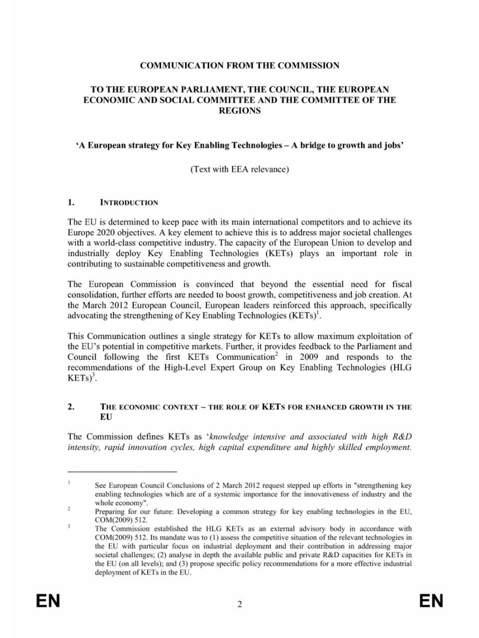 Communication from the Commission to the European Parliament, the Council, The European Economic and Social Committee and the Committee of the Regions