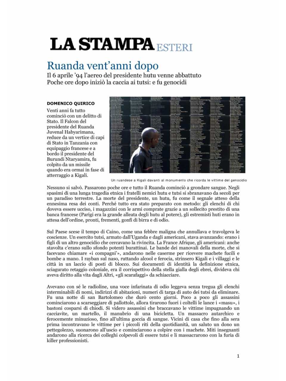 Ruanda vent'anni dopo