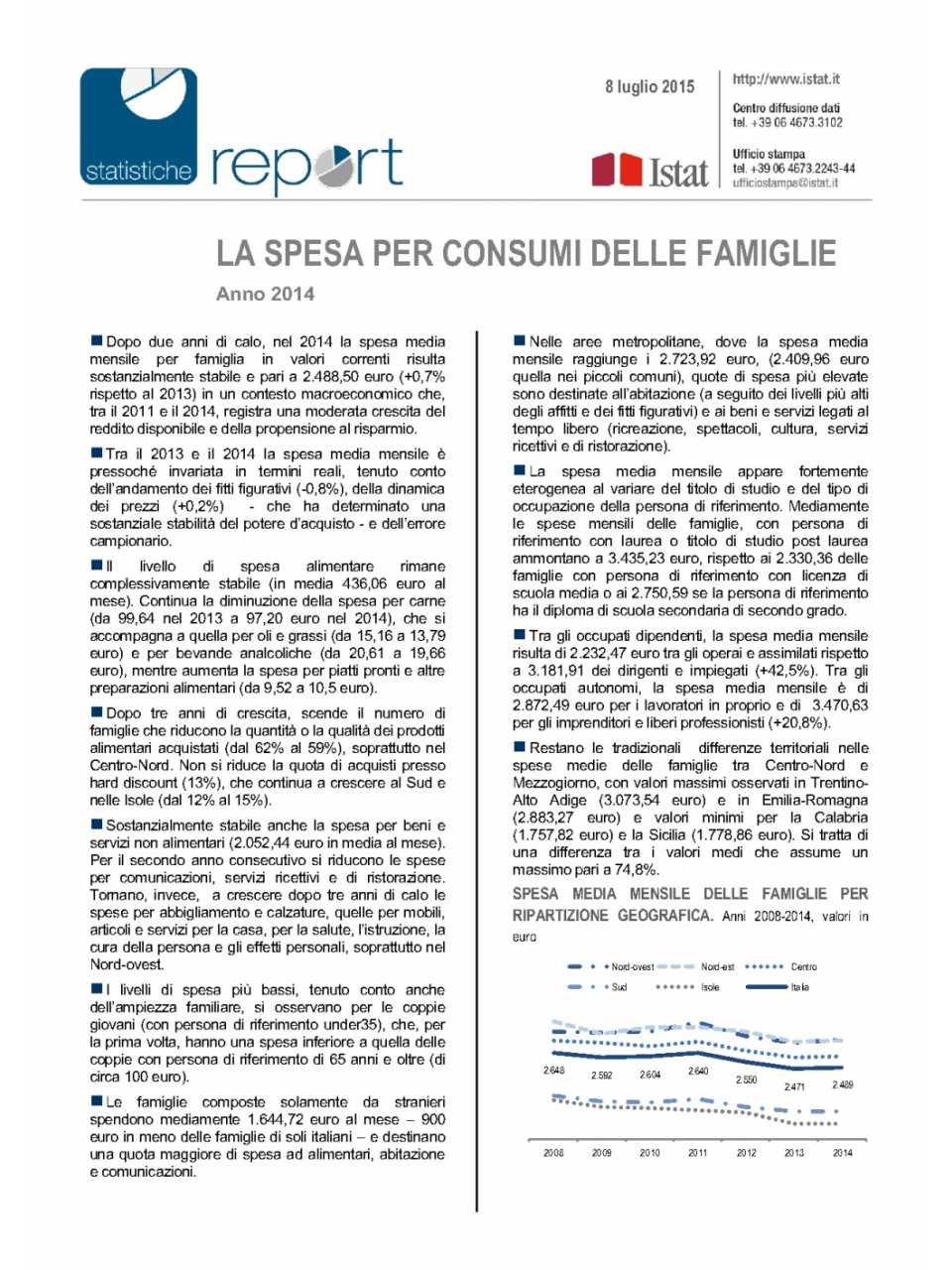 La spesa per consumi delle famiglie