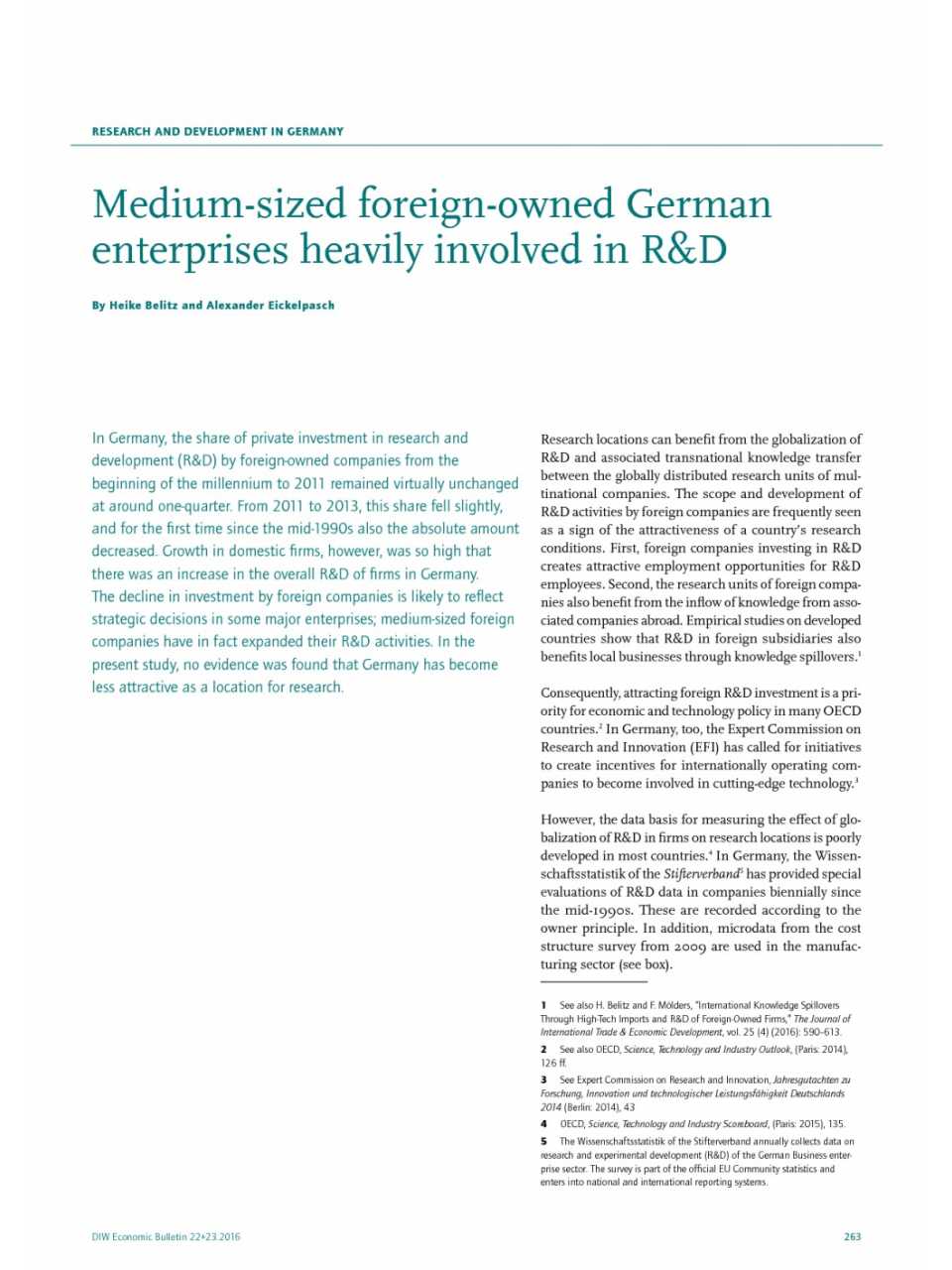 Medium-sized foreign owned german enterprises heavily involved in R&D