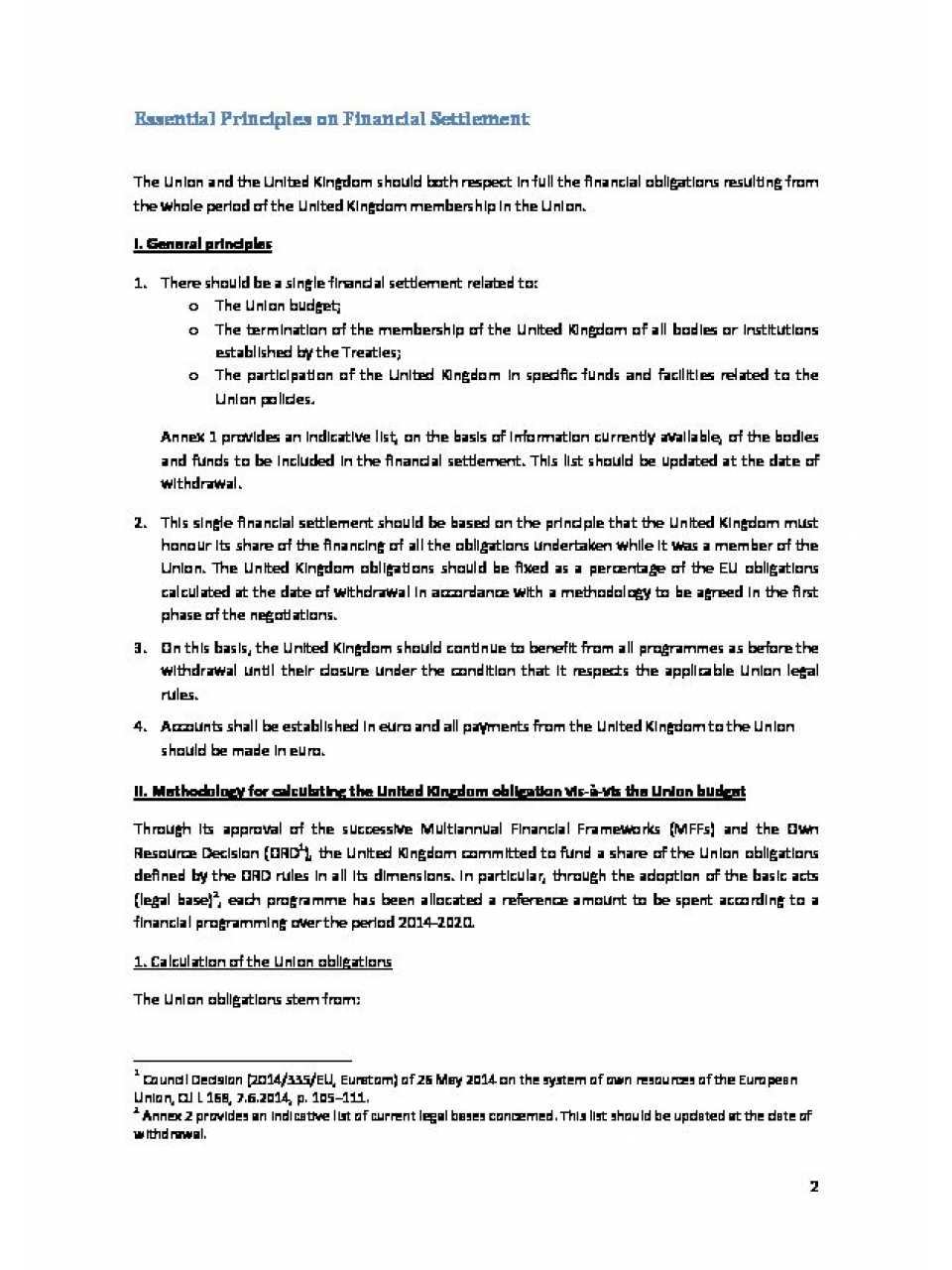 Position Paper on Essential Principles on Financial Settlement