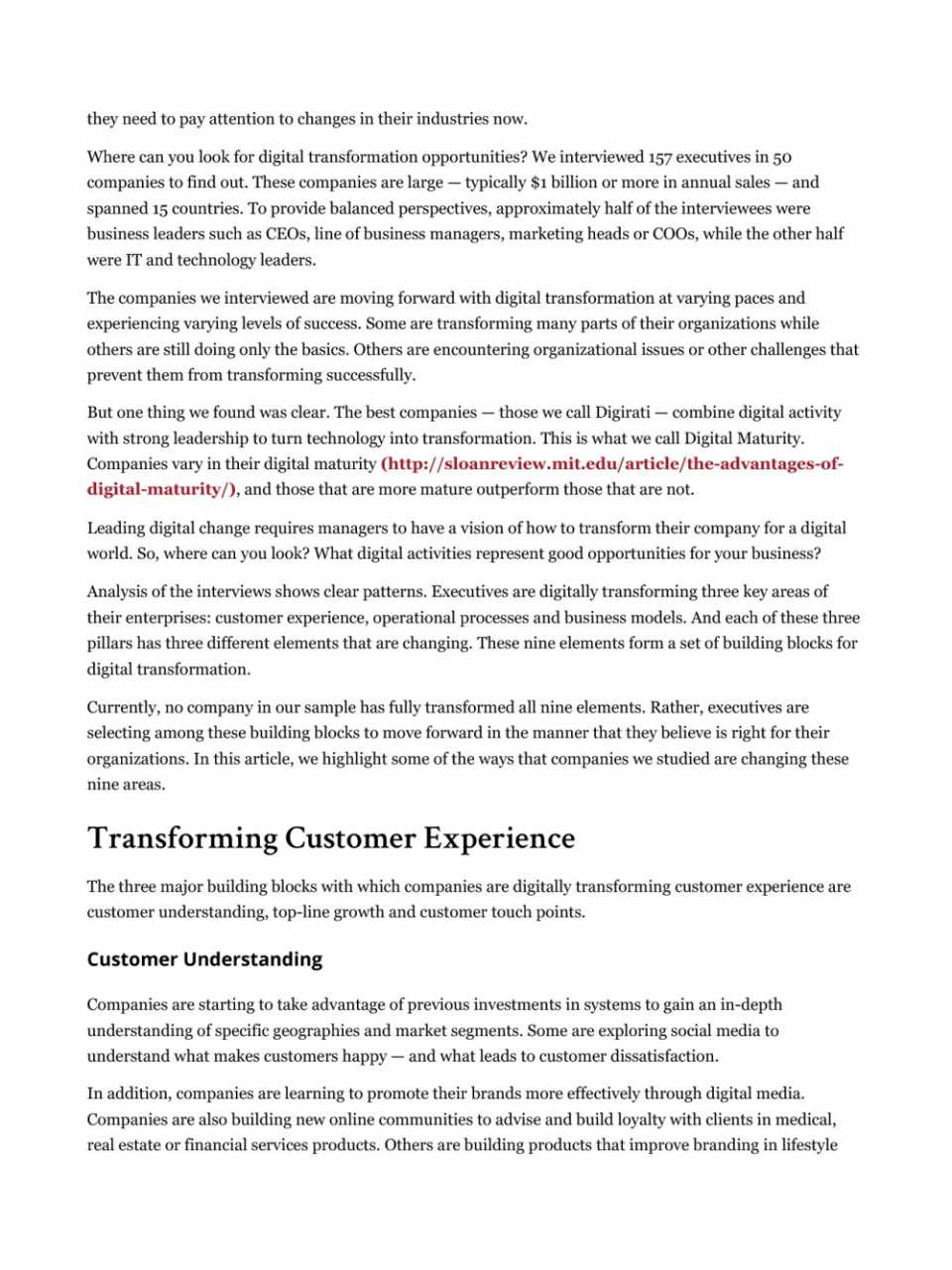 The nine elements of digital transformation