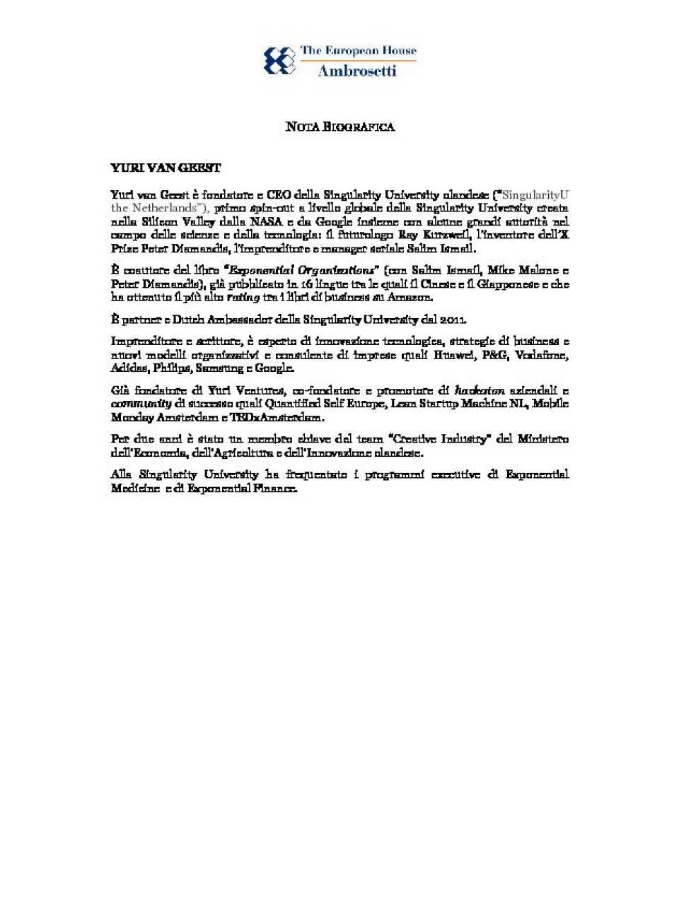 Yuri van Geest - Nota Biografica