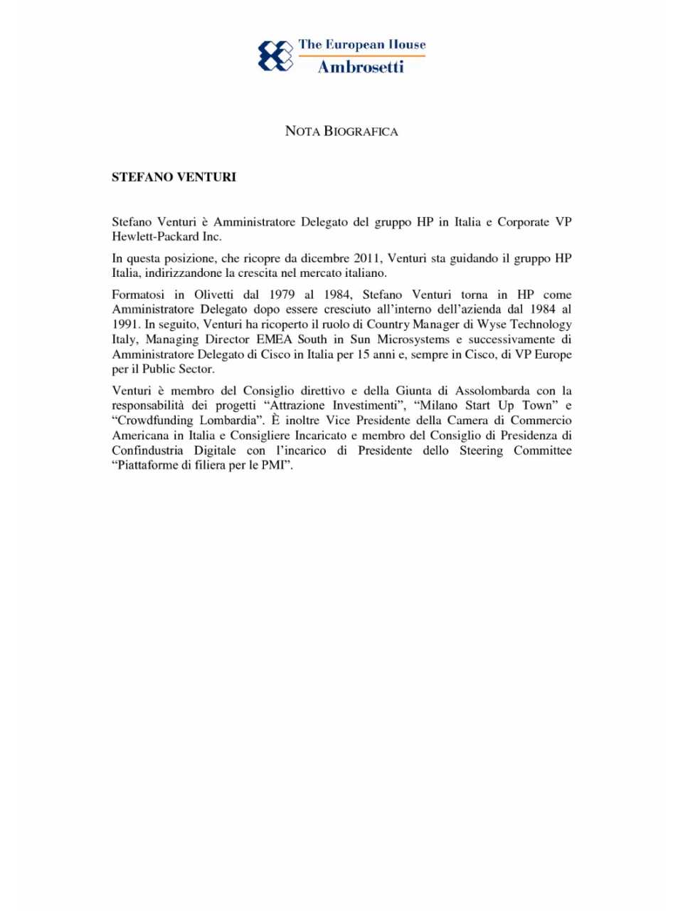 Nota biografica - Stefano Venturi