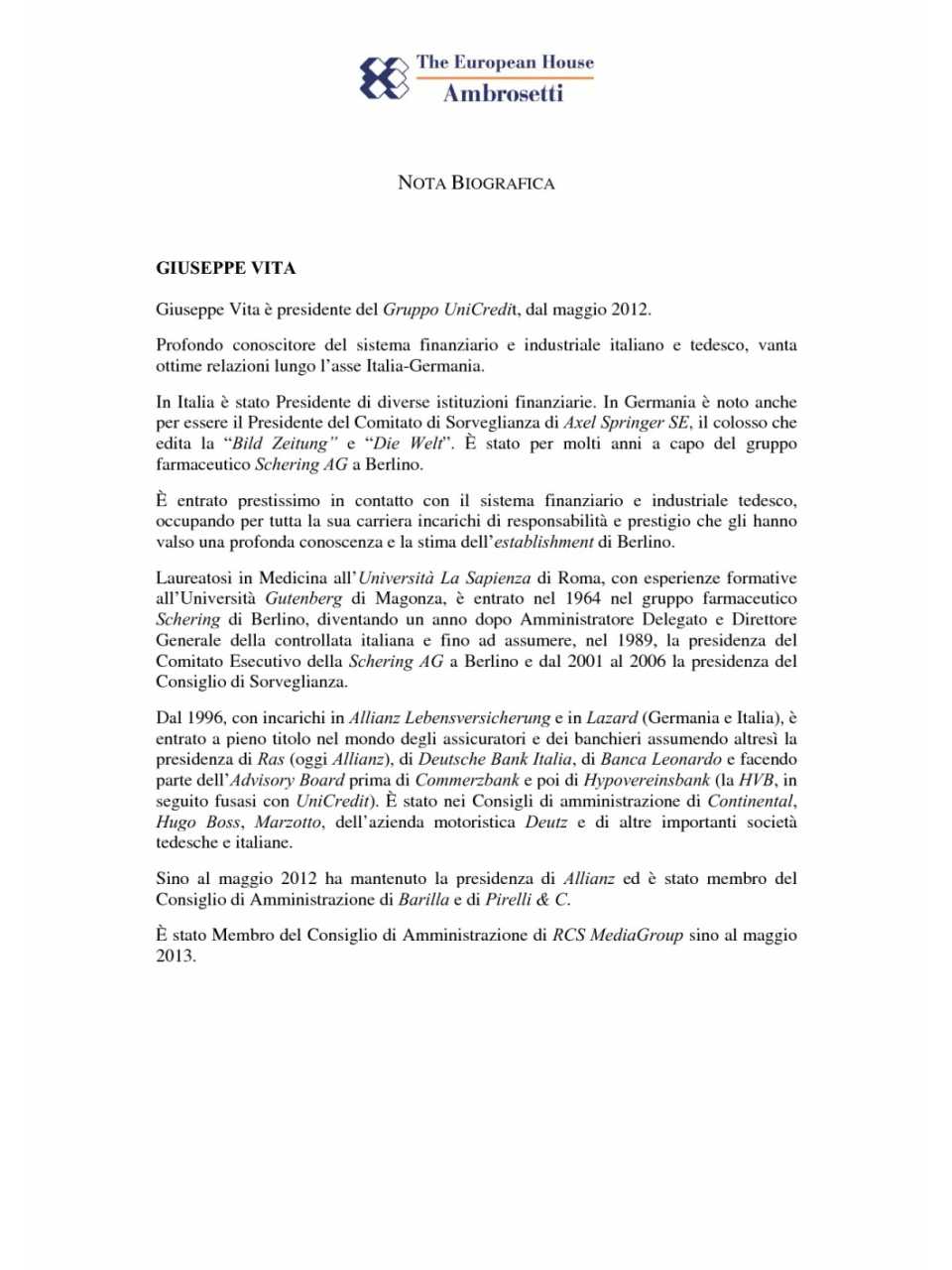 Nota biografica - Giuseppe Vita
