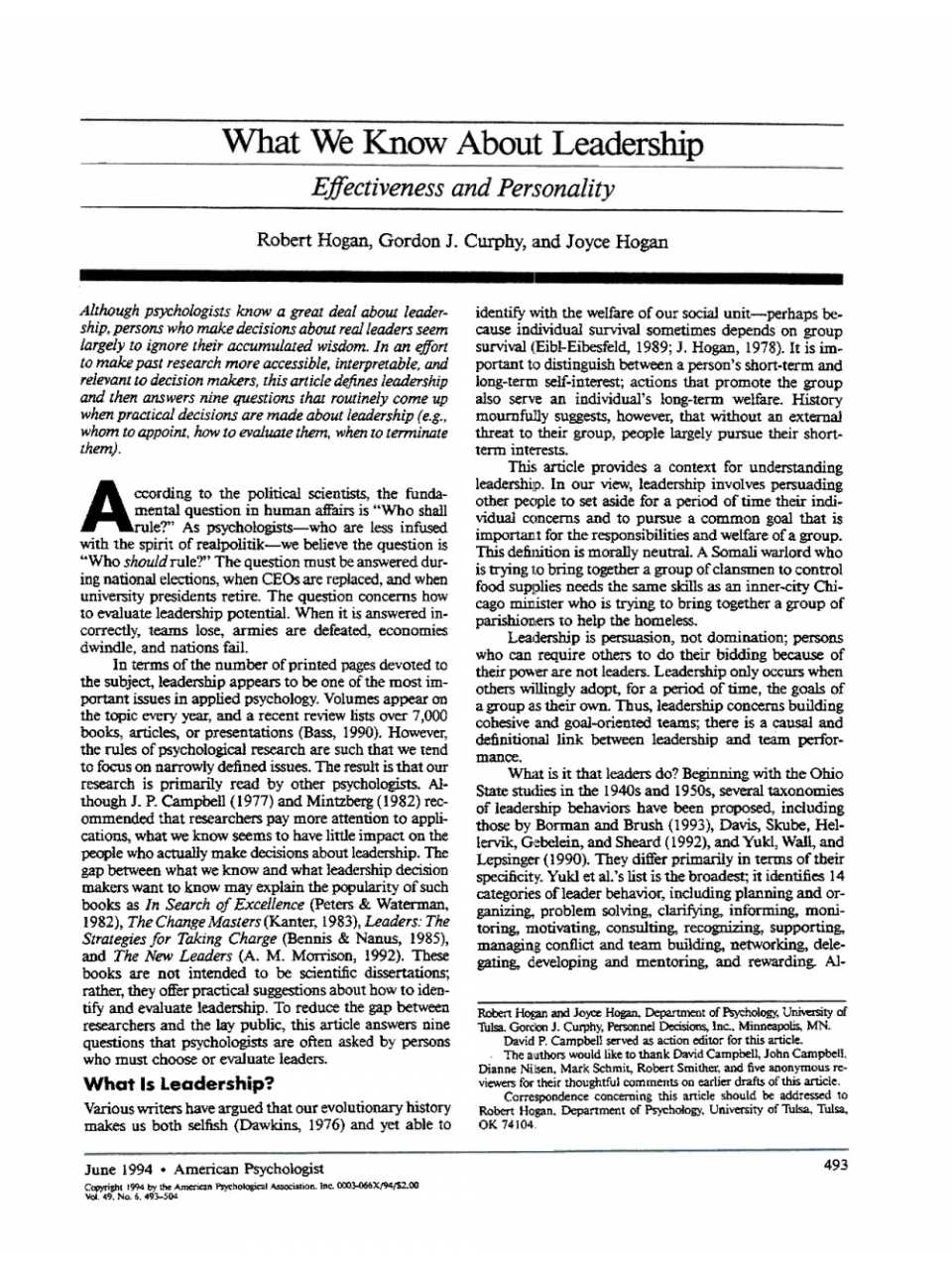 What We Know about Leadership?