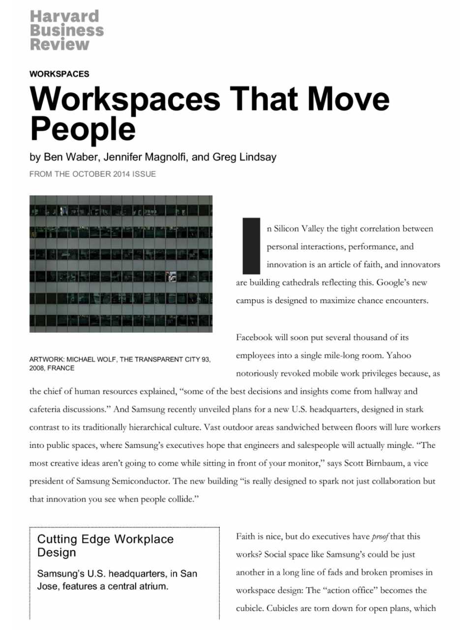 Worksplaces that move people