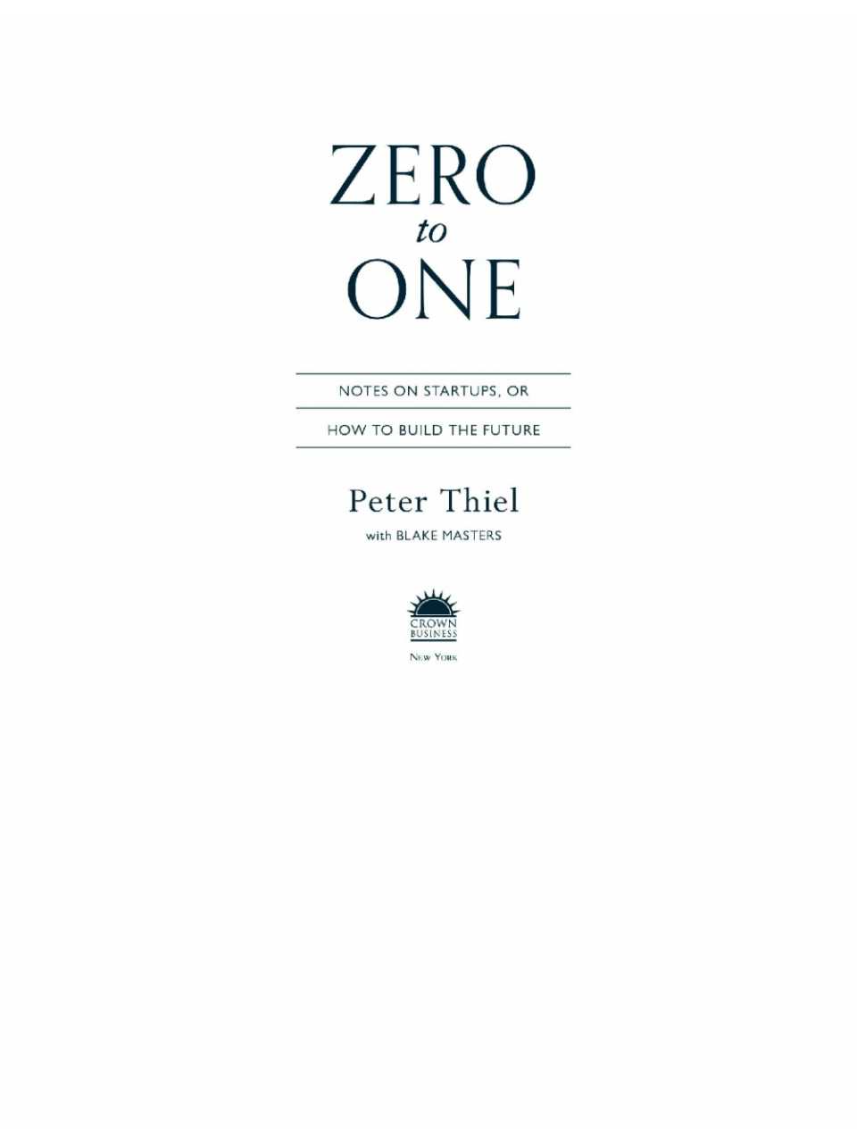 Zero to One